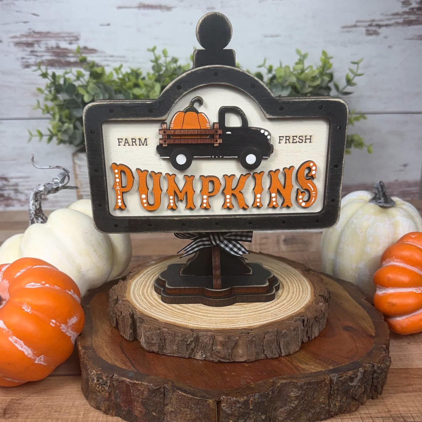 Farmhouse Pumpkin Mini Interchangeable Sign - Rustic Fall Tiered Tray Decor