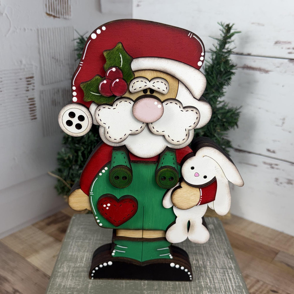Hand-Painted Santa & Mrs. Claus Shelf Sitters: Farmhouse Christmas Decor