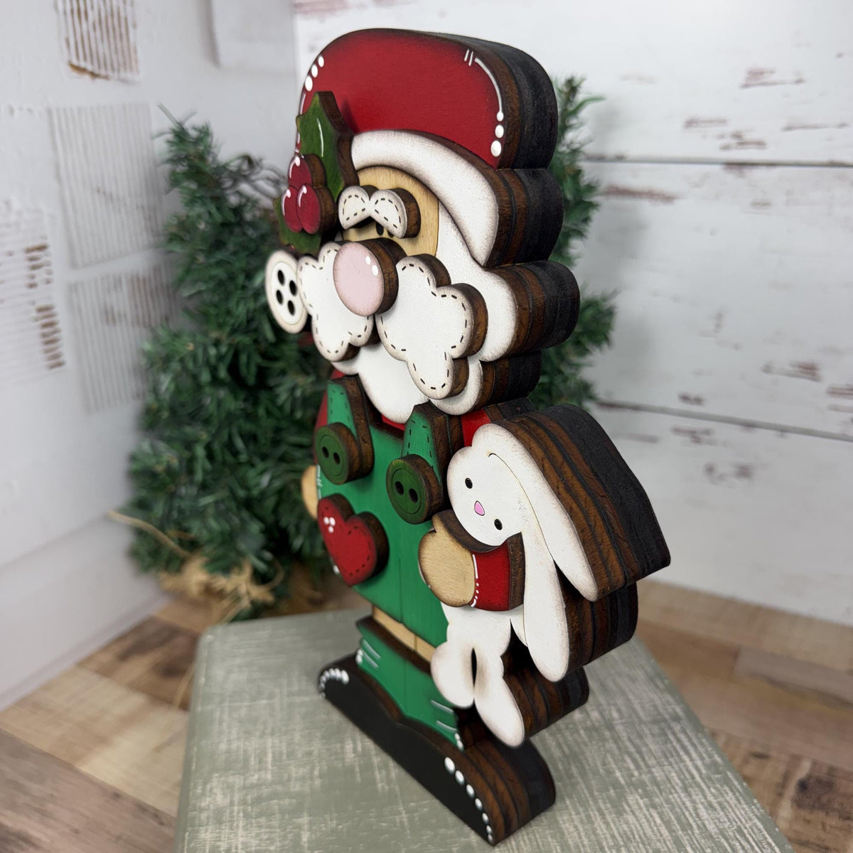 Hand-Painted Santa & Mrs. Claus Shelf Sitters: Farmhouse Christmas Decor