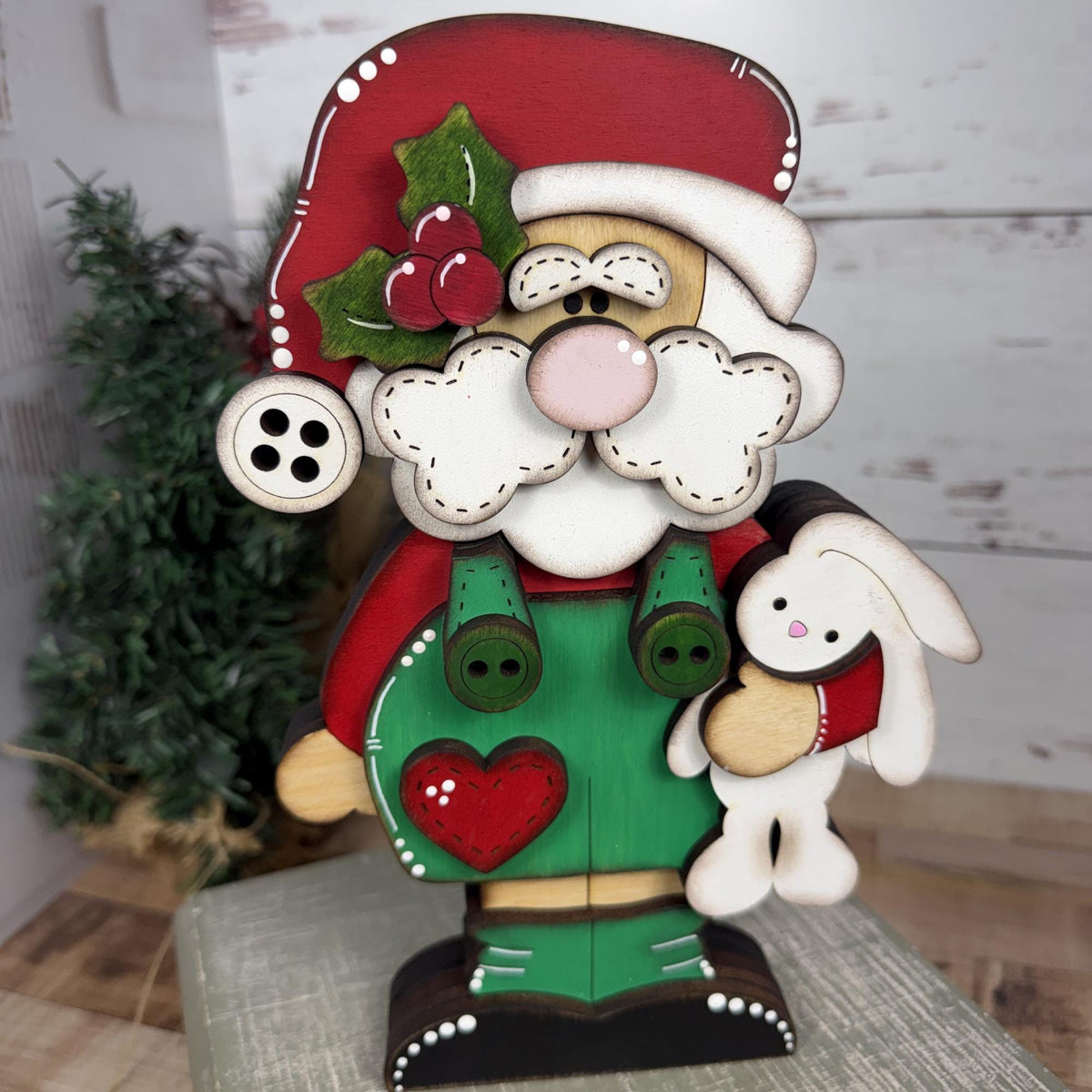 Hand-Painted Santa & Mrs. Claus Shelf Sitters: Farmhouse Christmas Decor