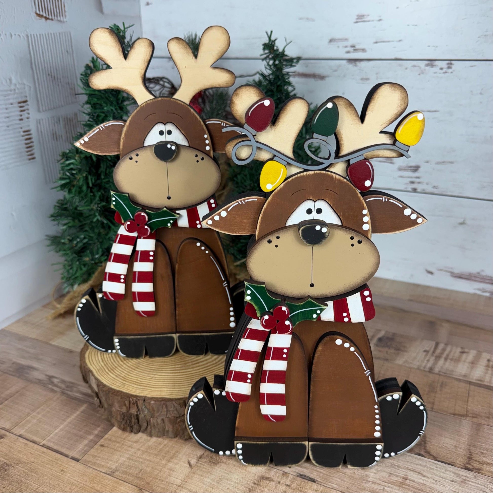 Handcrafted Christmas Reindeer Shelf Decor - Add a Rustic Charm to Your Home