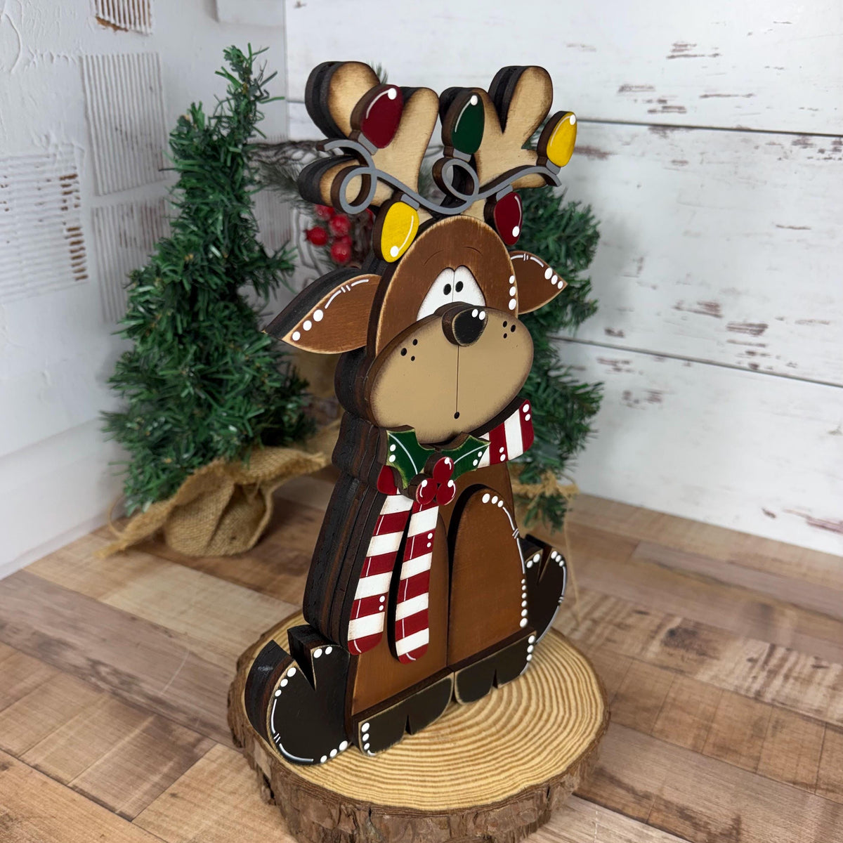 Handcrafted Christmas Reindeer Shelf Decor - Add a Rustic Charm to Your Home