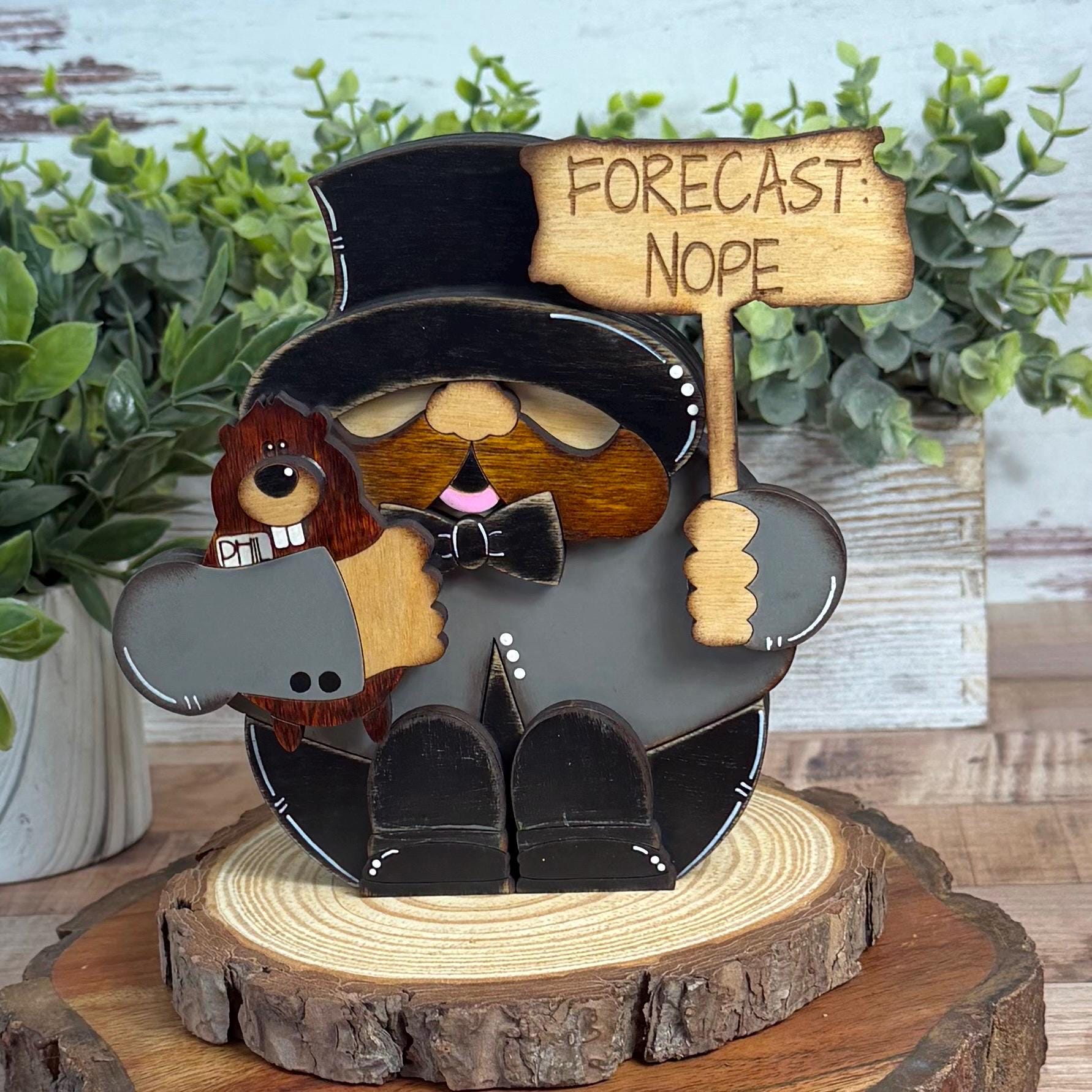 Interchangeable Groundhog Day Decor Shelf Sitter