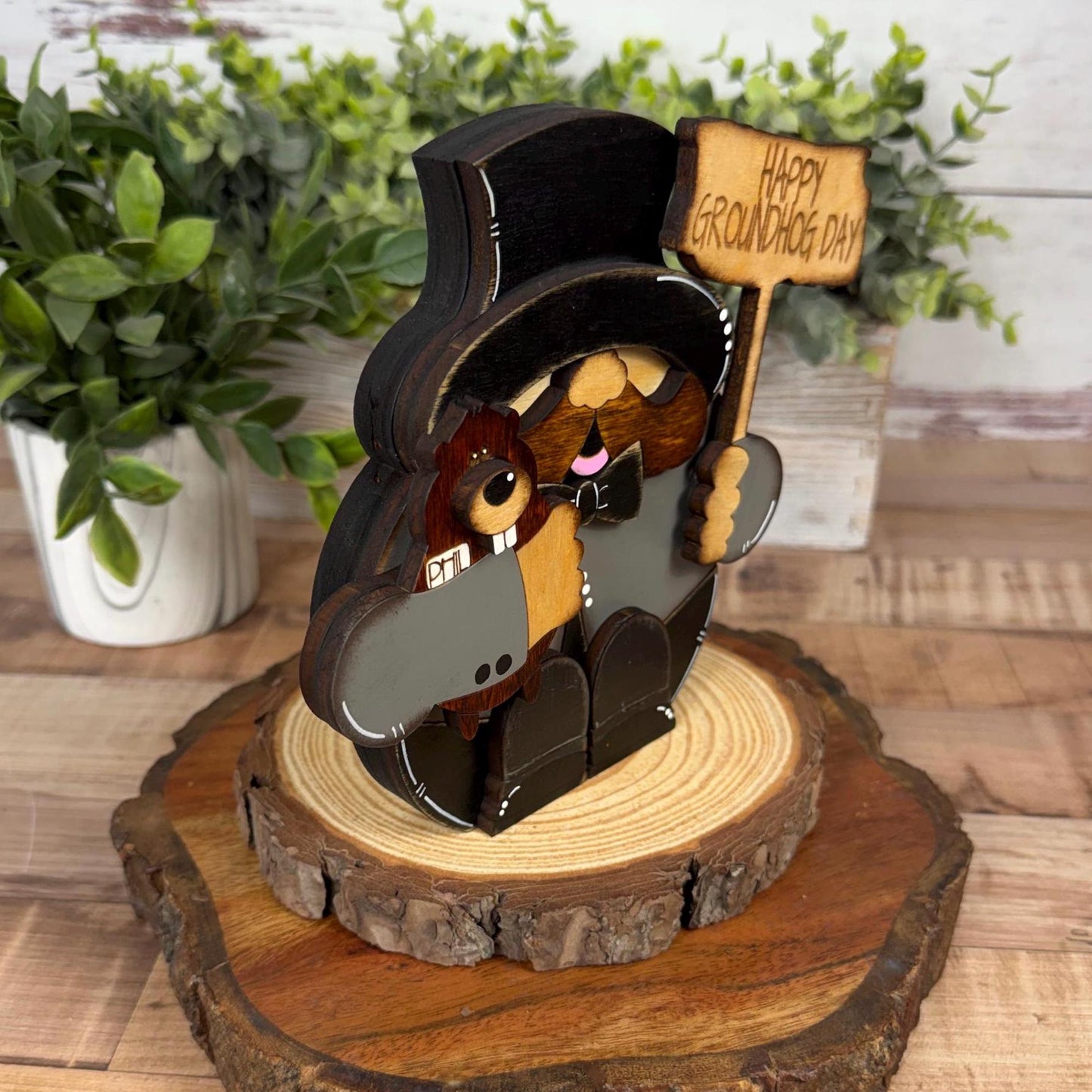 Interchangeable Groundhog Day Decor Shelf Sitter