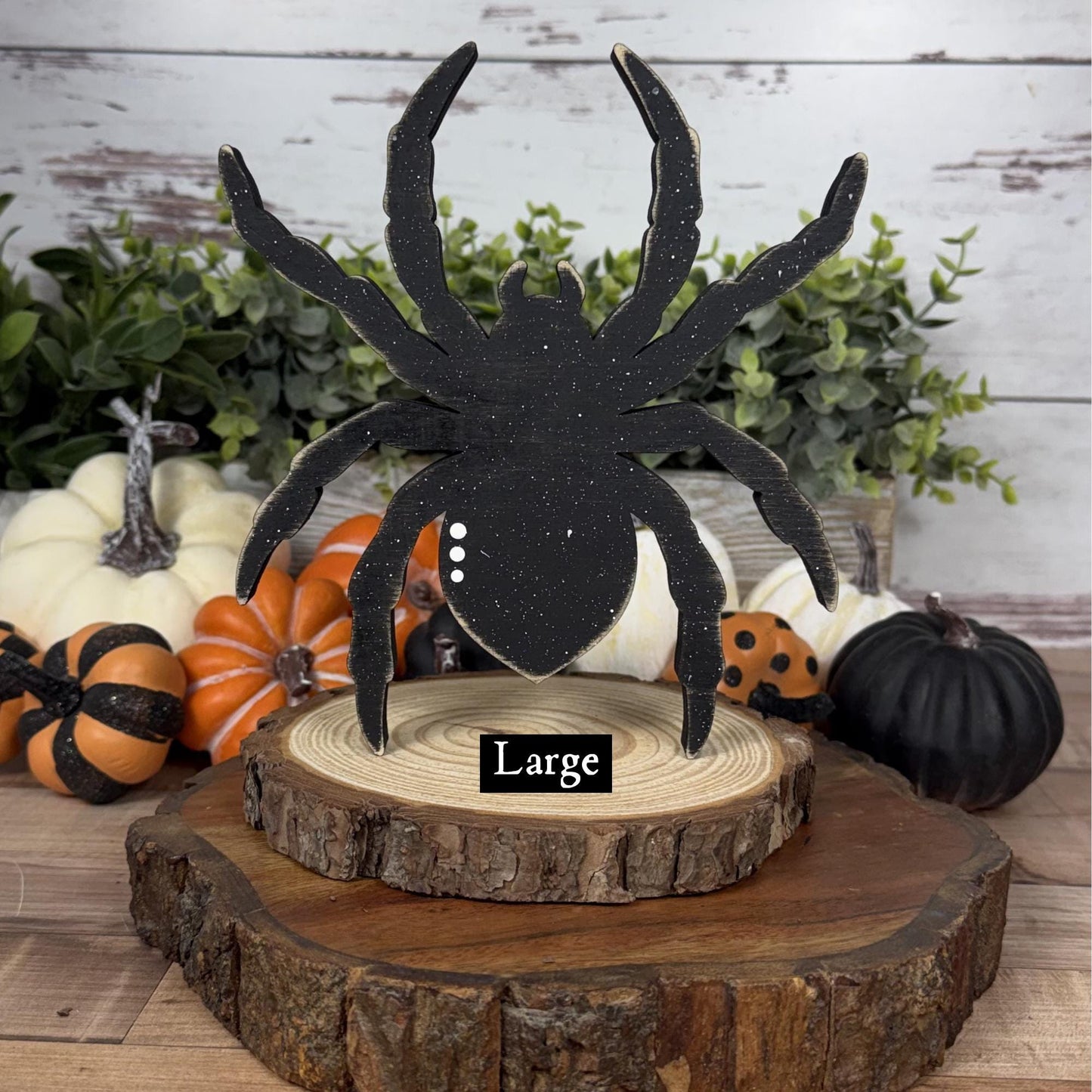 Wooden Spider Shelf Sitter Set | Hand Painted Halloween Decor | Rustic Farmhouse Spiders