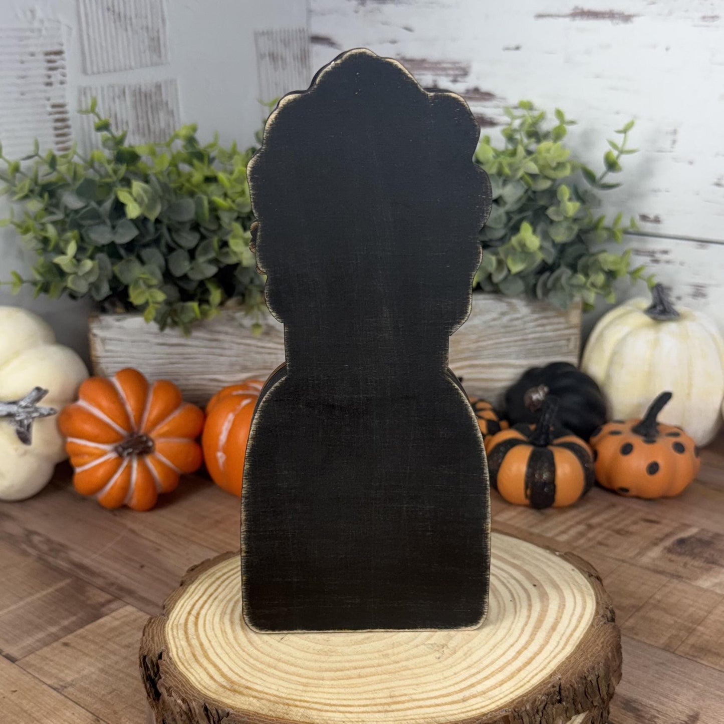 Not-So-Spooky Bride of Frankenstein Wooden Decor - Hand-Painted Halloween Tiered Tray
