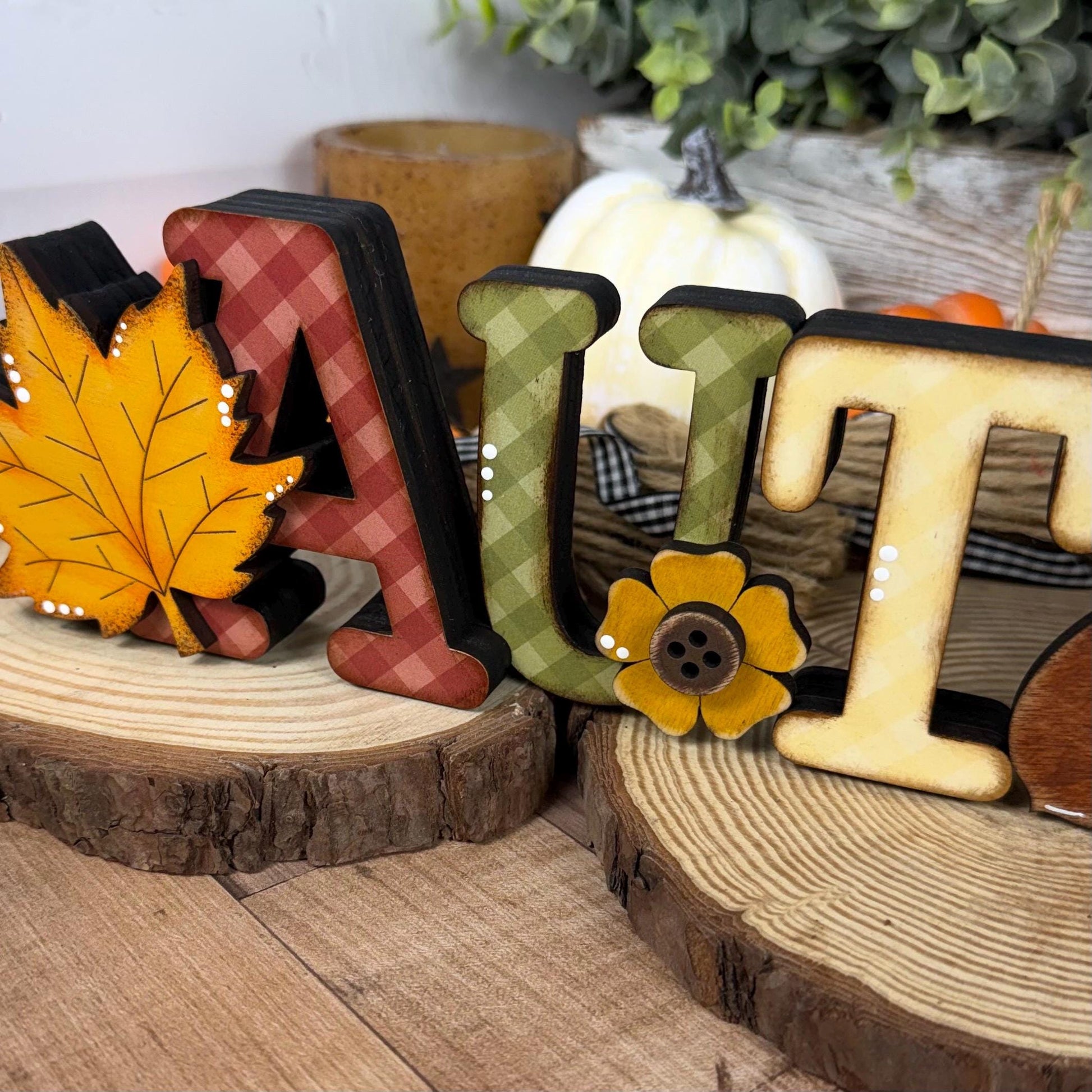 Autumn Shelf Sitter, Handmade Fall Wood Sign, Rustic Mantel & Shelf Decor