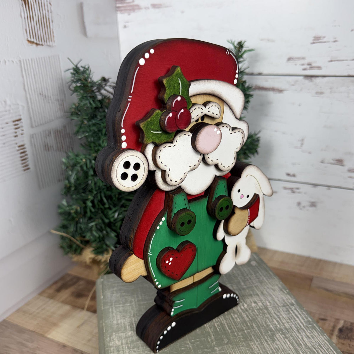 Hand-Painted Santa & Mrs. Claus Shelf Sitters: Farmhouse Christmas Decor