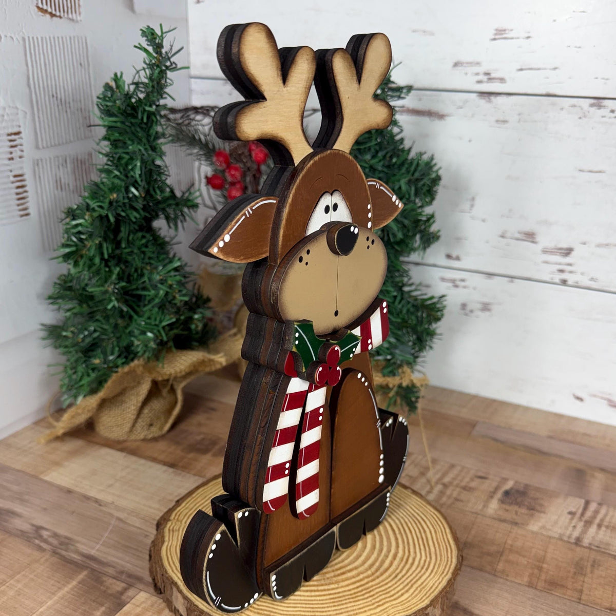 Handcrafted Christmas Reindeer Shelf Decor - Add a Rustic Charm to Your Home
