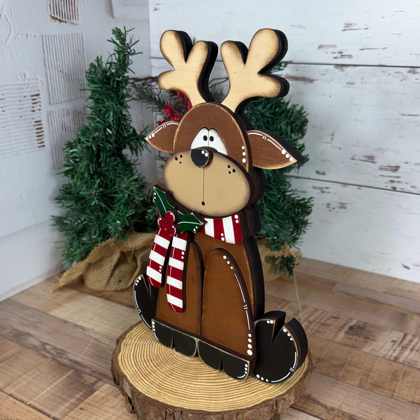 Handcrafted Christmas Reindeer Shelf Decor - Add a Rustic Charm to Your Home