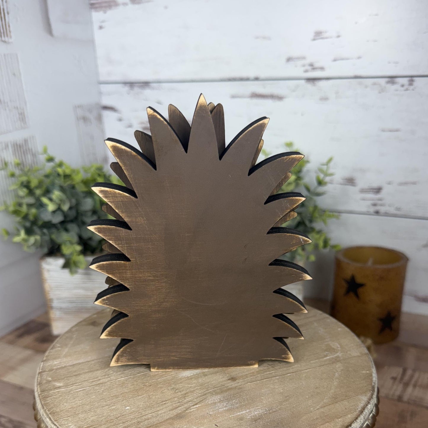 Interchangeable Porcupine with Sign, Handmade Woodland Animal, Looking Sharp
