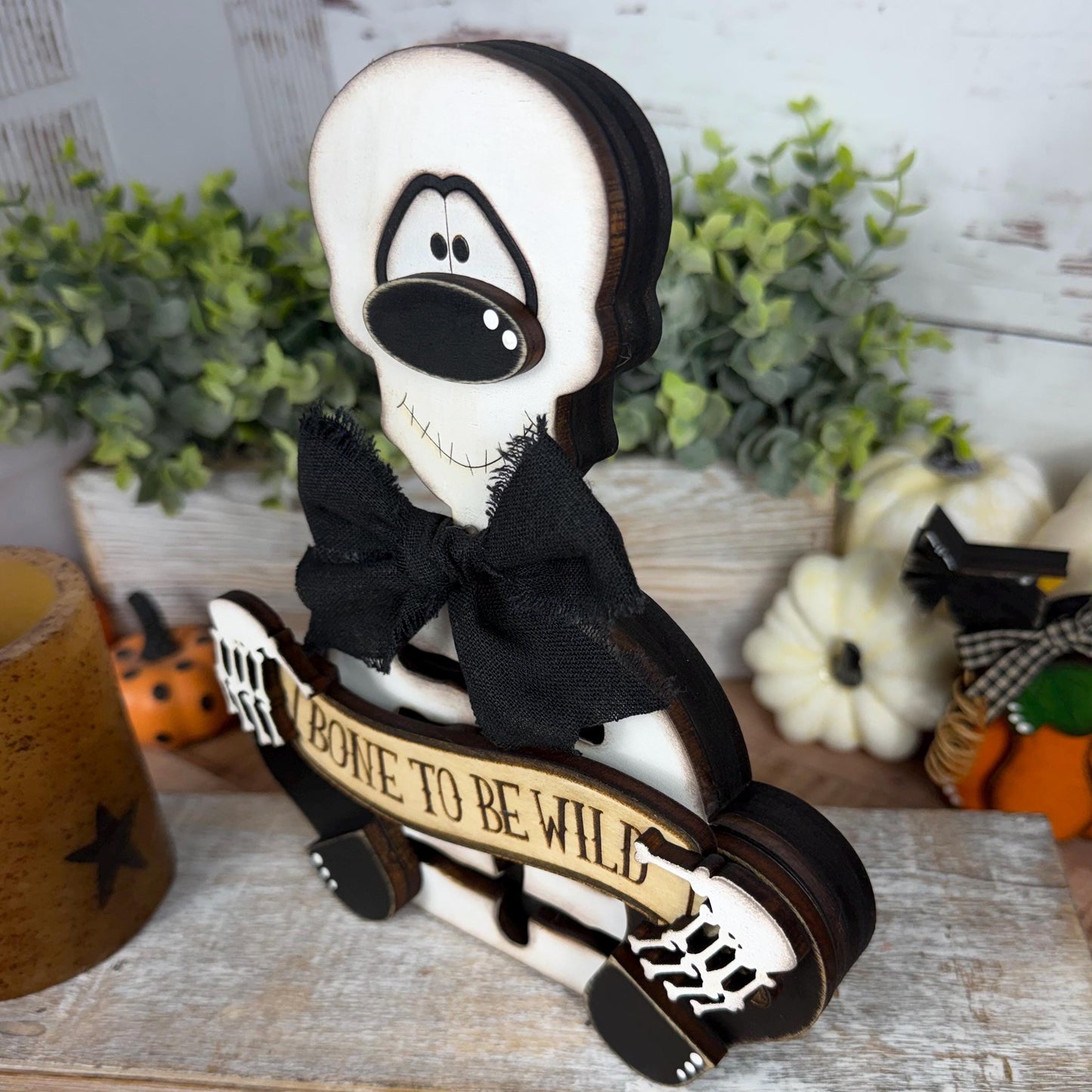 Interchangeable Rustic Skeleton Decor - Farmhouse Halloween Accent - Primitive Wood Skeleton