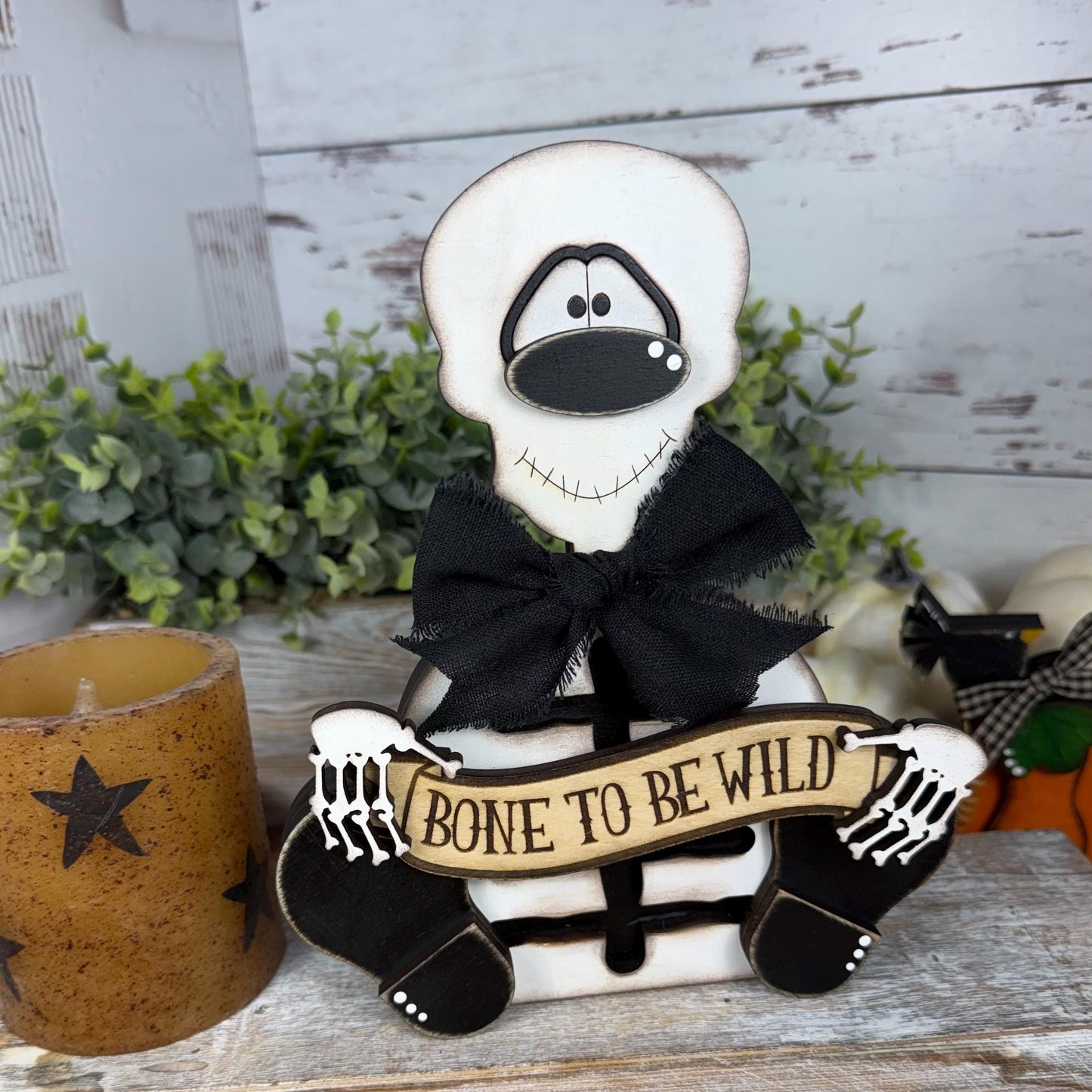 Interchangeable Rustic Skeleton Decor - Farmhouse Halloween Accent - Primitive Wood Skeleton