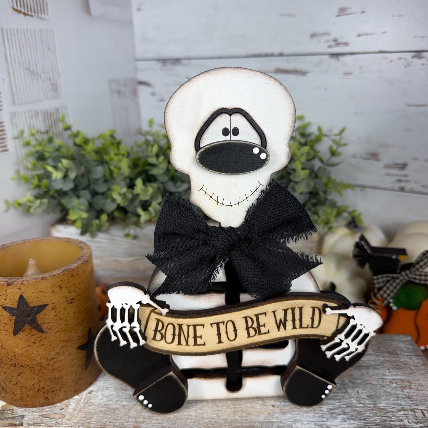 Interchangeable Rustic Skeleton Decor - Farmhouse Halloween Accent - Primitive Wood Skeleton