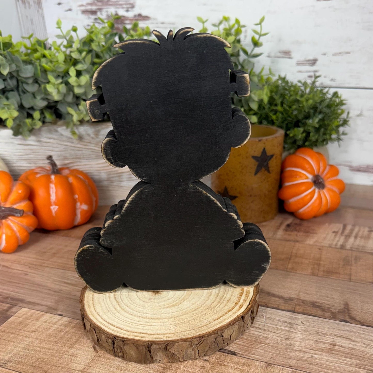 Hand Painted Wooden Halloween Monster Shelf Sitter, Not-So-Spooky Decor