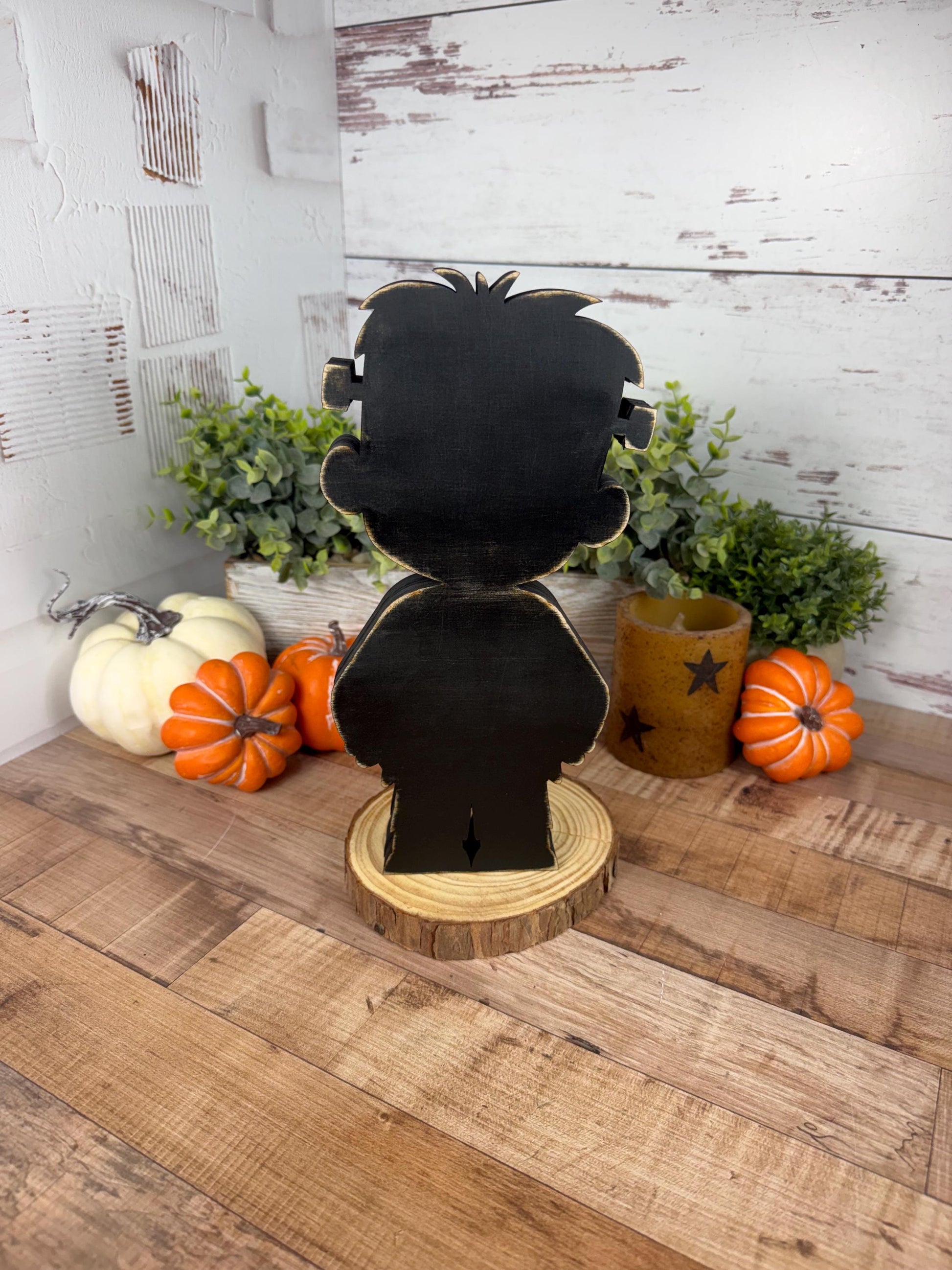 Hand Painted Wooden Halloween Monster Shelf Sitter, Not-So-Spooky Decor
