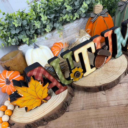 Autumn Shelf Sitter, Handmade Fall Wood Sign, Rustic Mantel & Shelf Decor