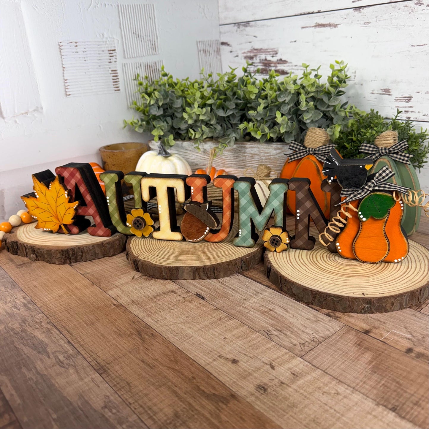 Autumn Shelf Sitter, Handmade Fall Wood Sign, Rustic Mantel & Shelf Decor