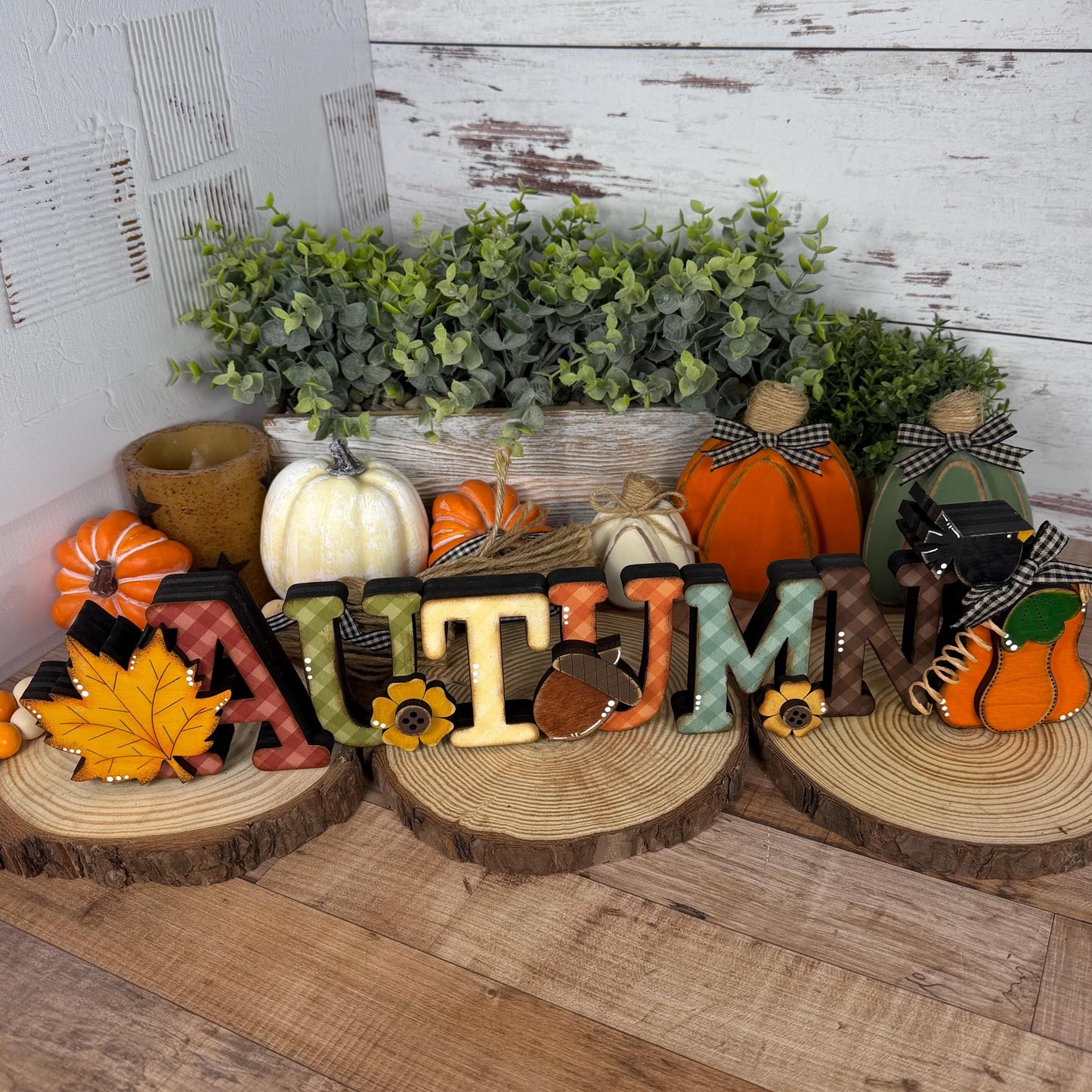 Autumn Shelf Sitter, Handmade Fall Wood Sign, Rustic Mantel & Shelf Decor