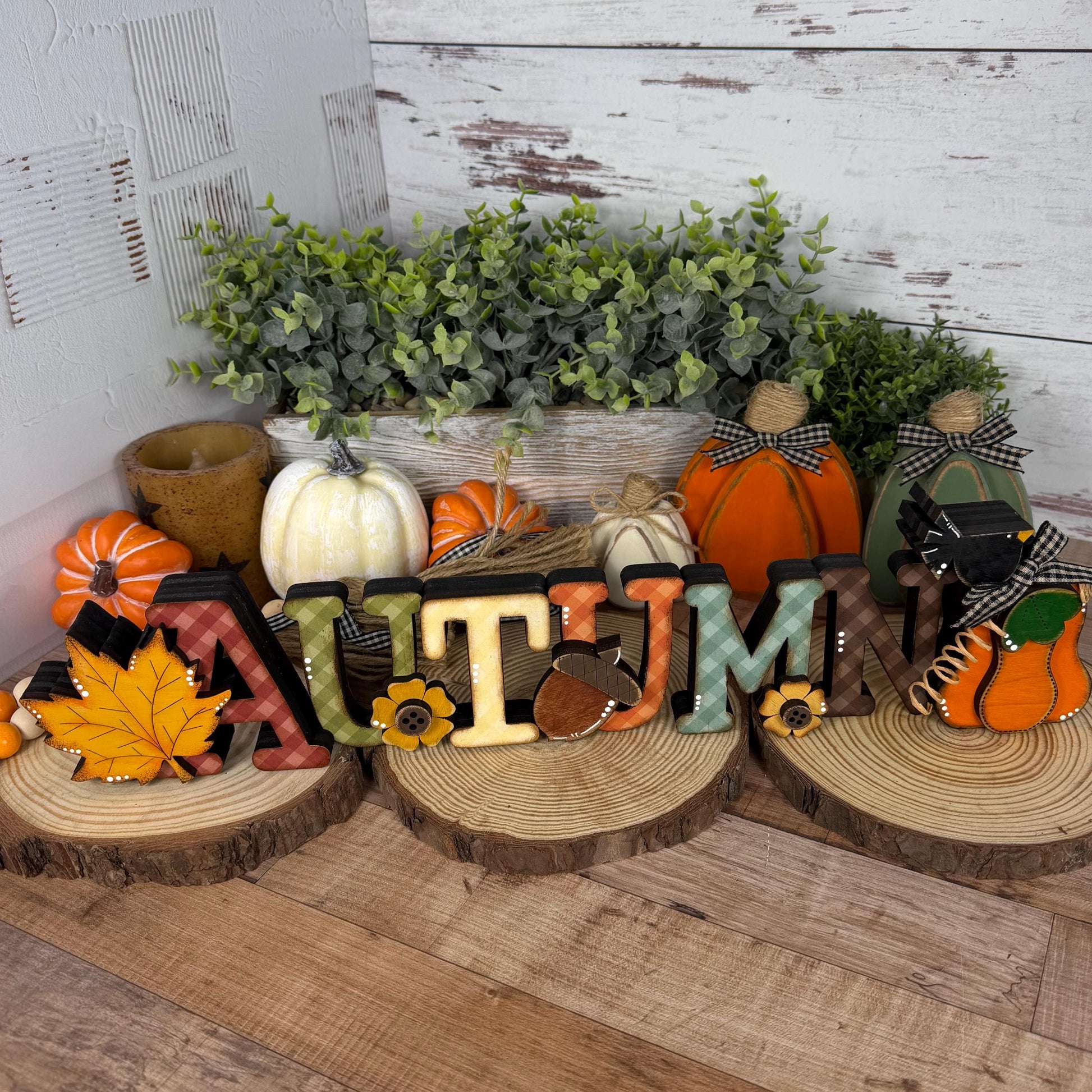 Autumn Shelf Sitter, Handmade Fall Wood Sign, Rustic Mantel & Shelf Decor