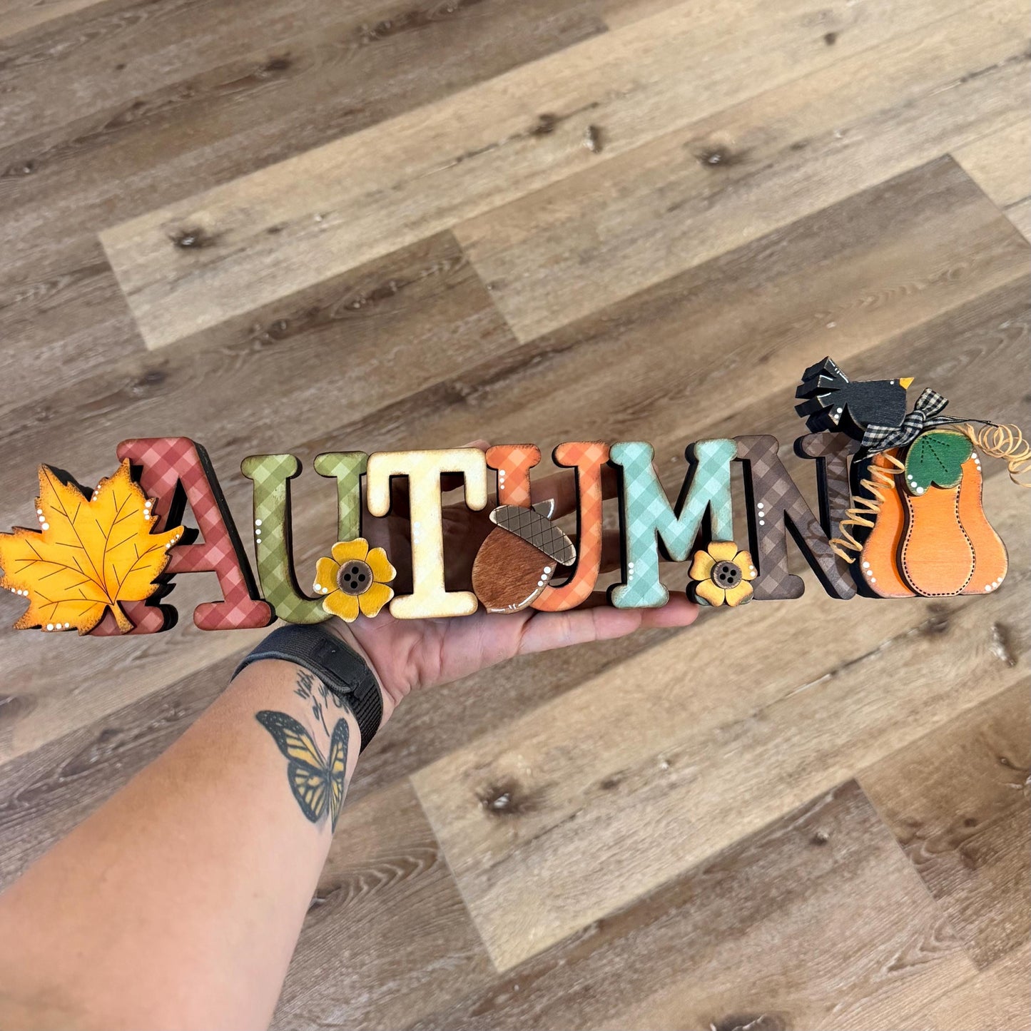 Autumn Shelf Sitter, Handmade Fall Wood Sign, Rustic Mantel & Shelf Decor