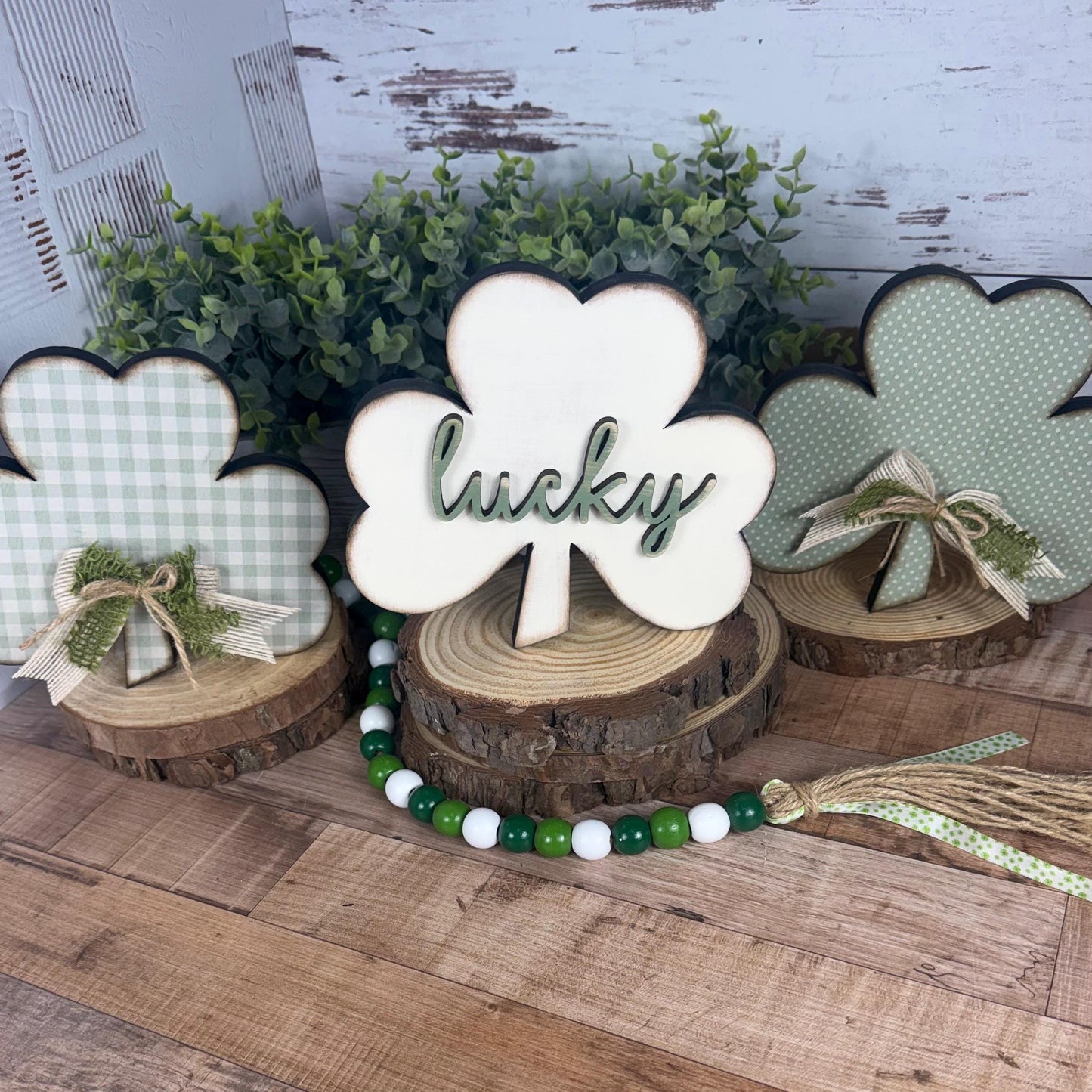 Handmade Wooden Shamrocks for Farmhouse St. Patricks Day Decor