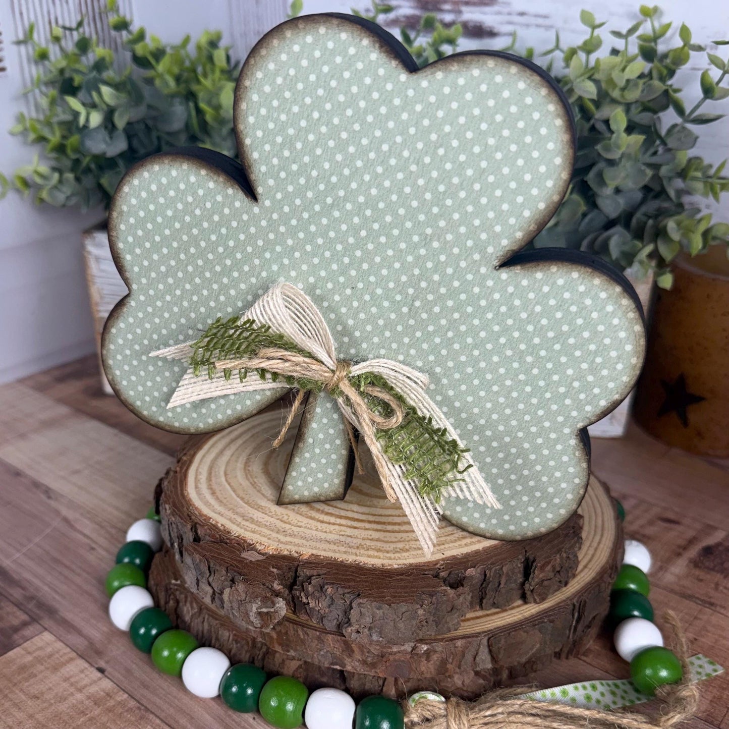 Handmade Wooden Shamrocks for Farmhouse St. Patricks Day Decor