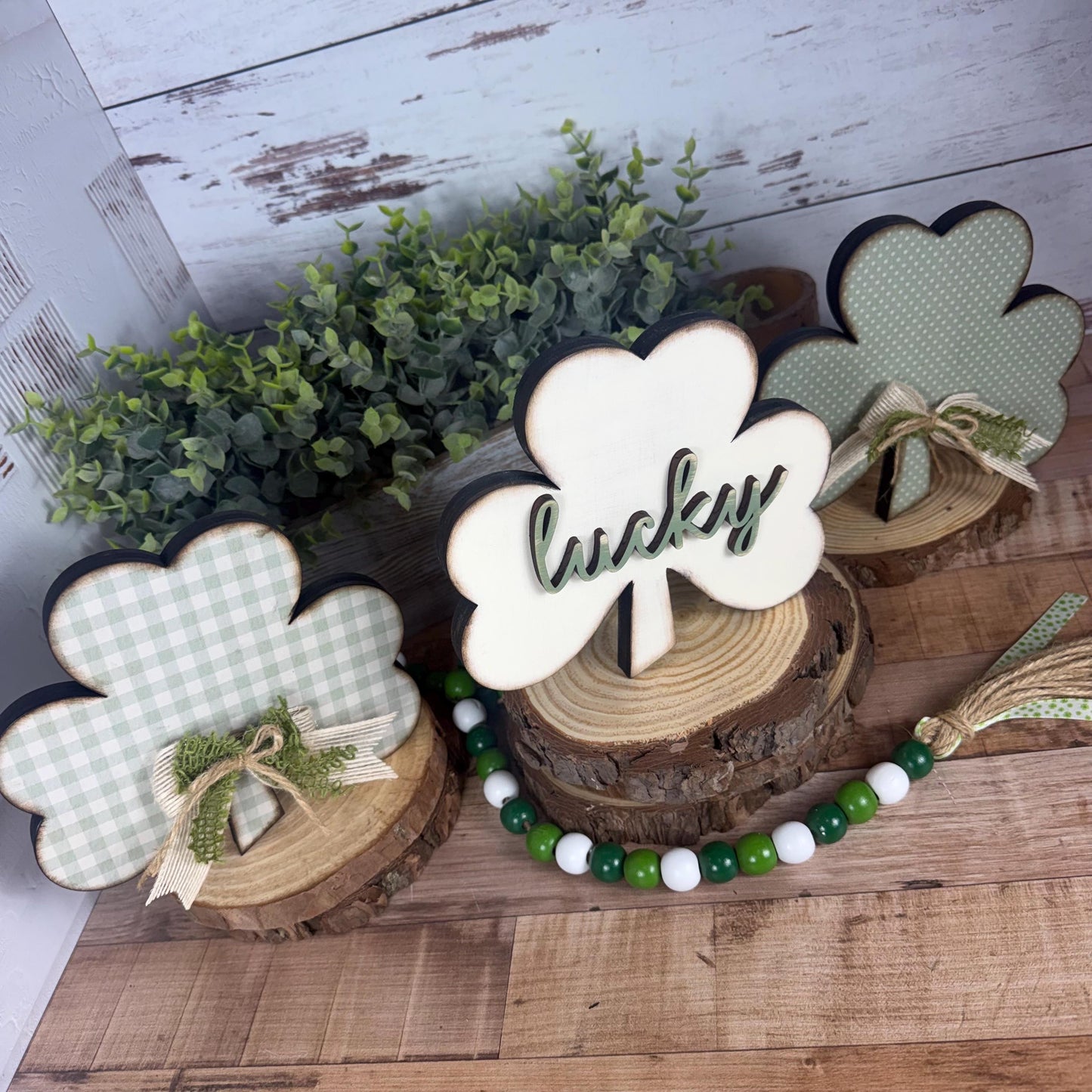 Handmade Wooden Shamrocks for Farmhouse St. Patricks Day Decor