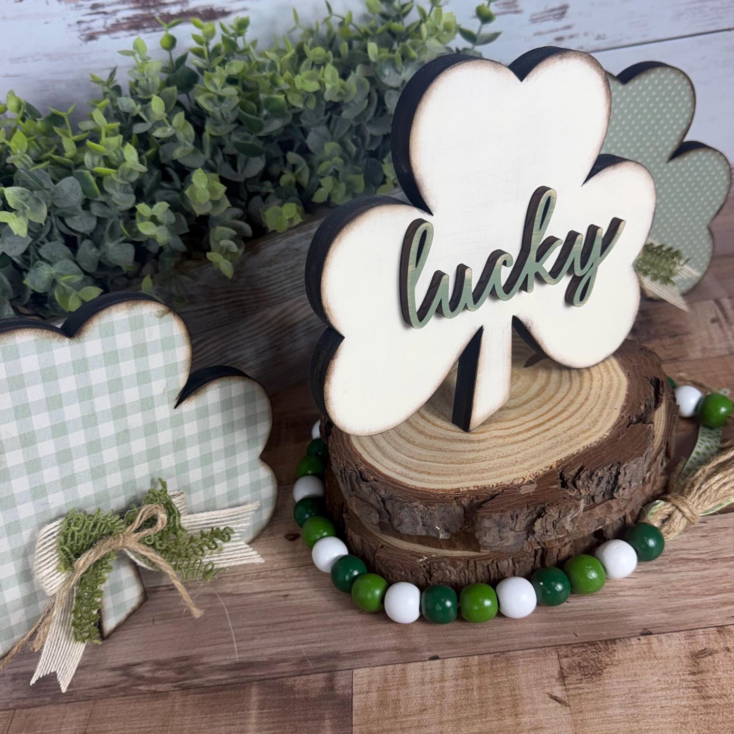 Handmade Wooden Shamrocks for Farmhouse St. Patricks Day Decor