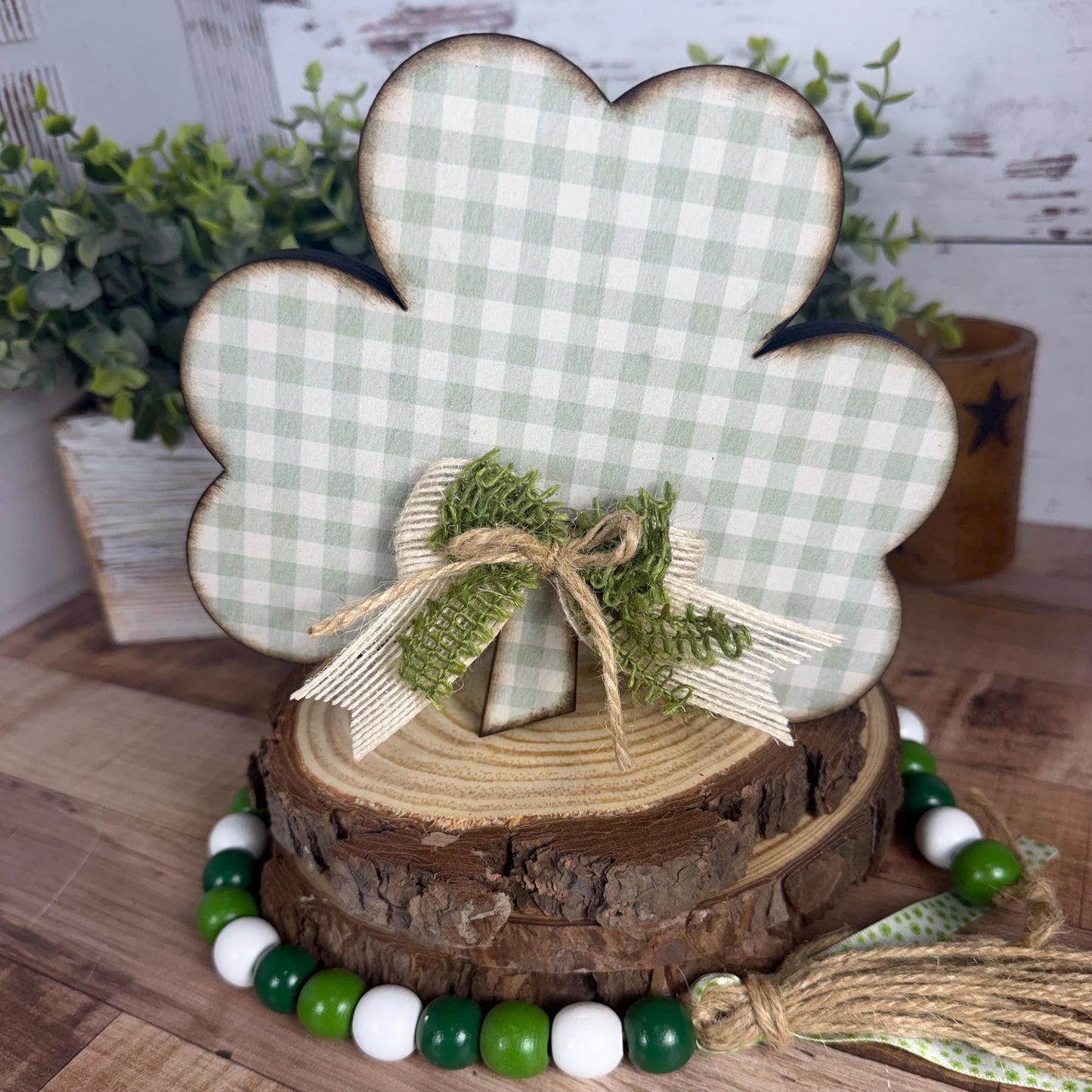 Handmade Wooden Shamrocks for Farmhouse St. Patricks Day Decor