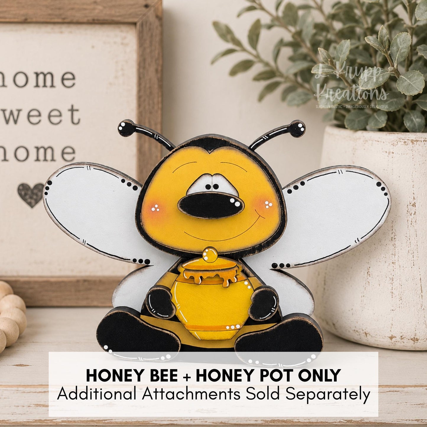 Hand-Painted Interchangeable Bee Shelf Sitters: Magnetic Seasonal Decor (Wood)
