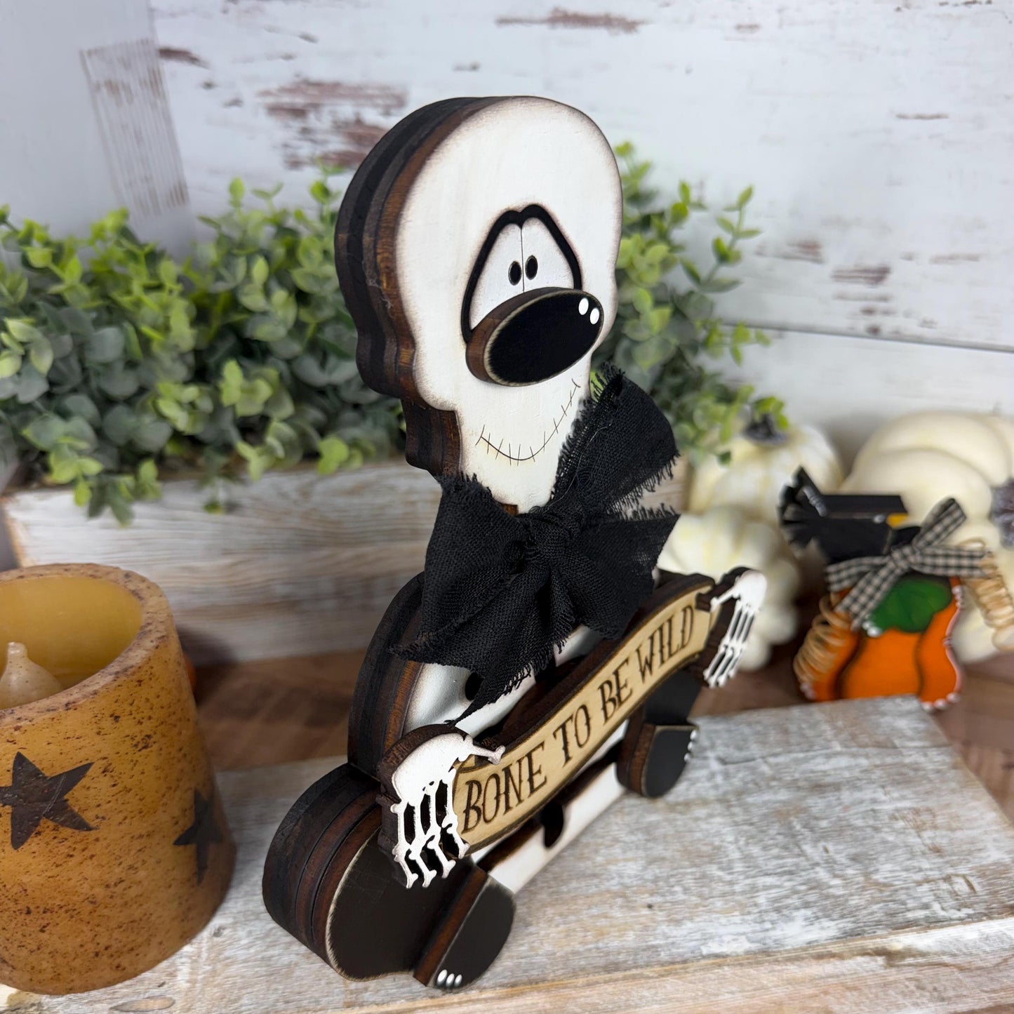 Interchangeable Rustic Skeleton Decor - Farmhouse Halloween Accent - Primitive Wood Skeleton