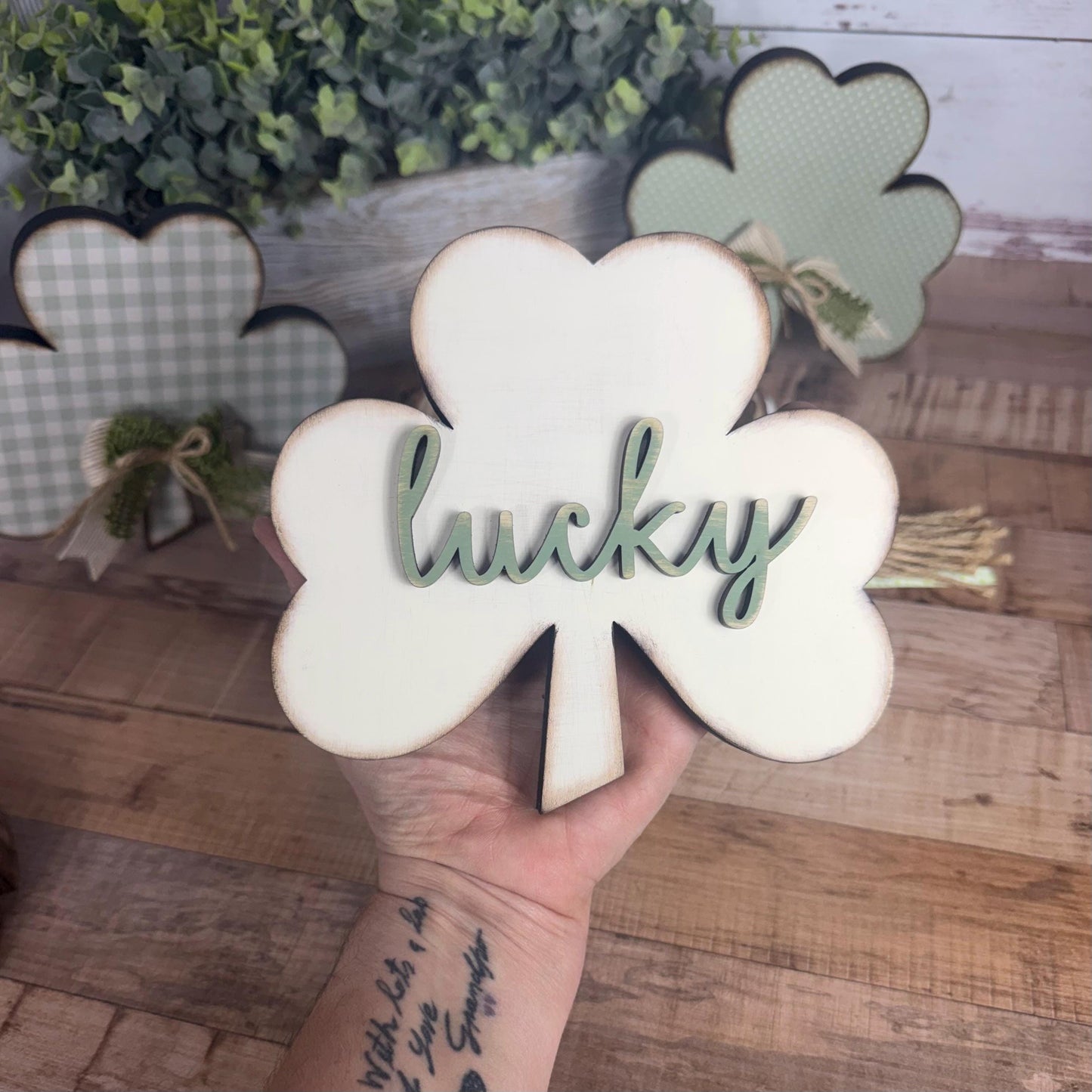 Handmade Wooden Shamrocks for Farmhouse St. Patricks Day Decor