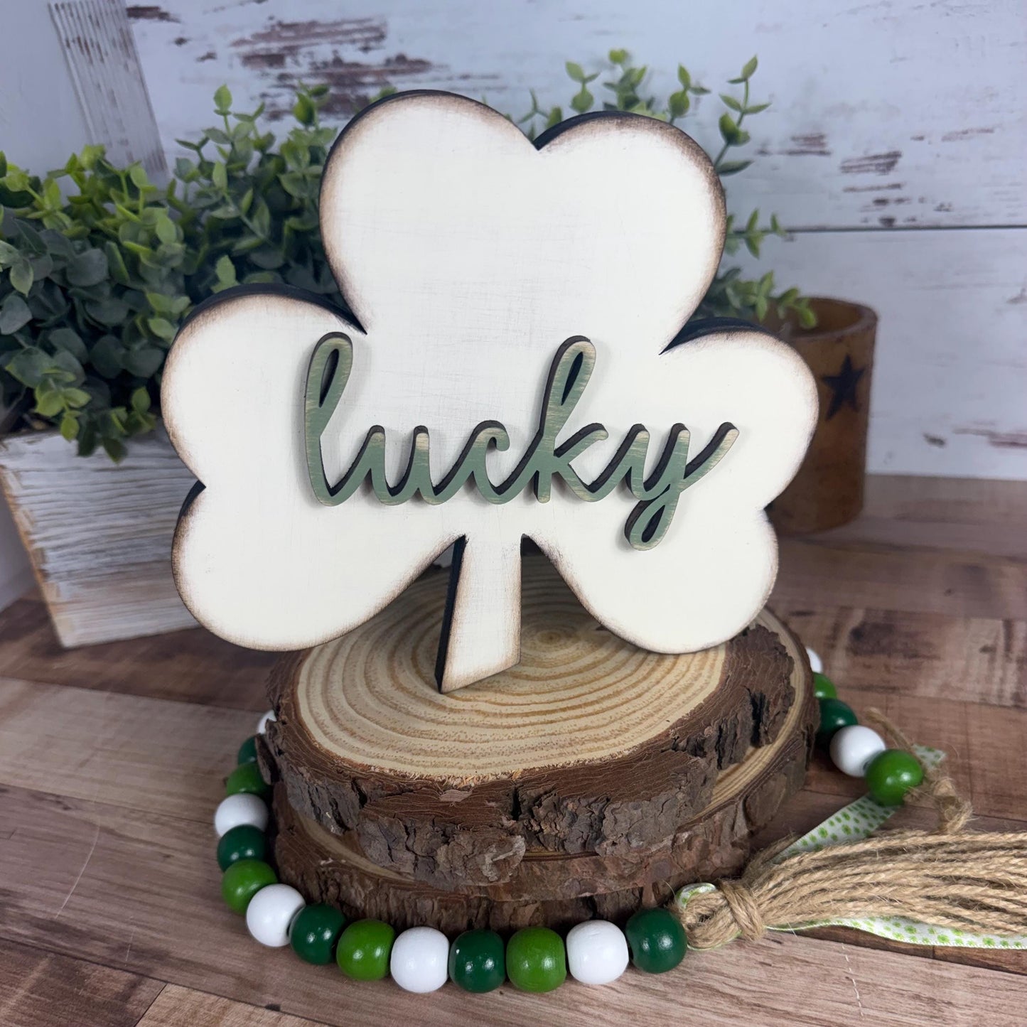 Handmade Wooden Shamrocks for Farmhouse St. Patricks Day Decor