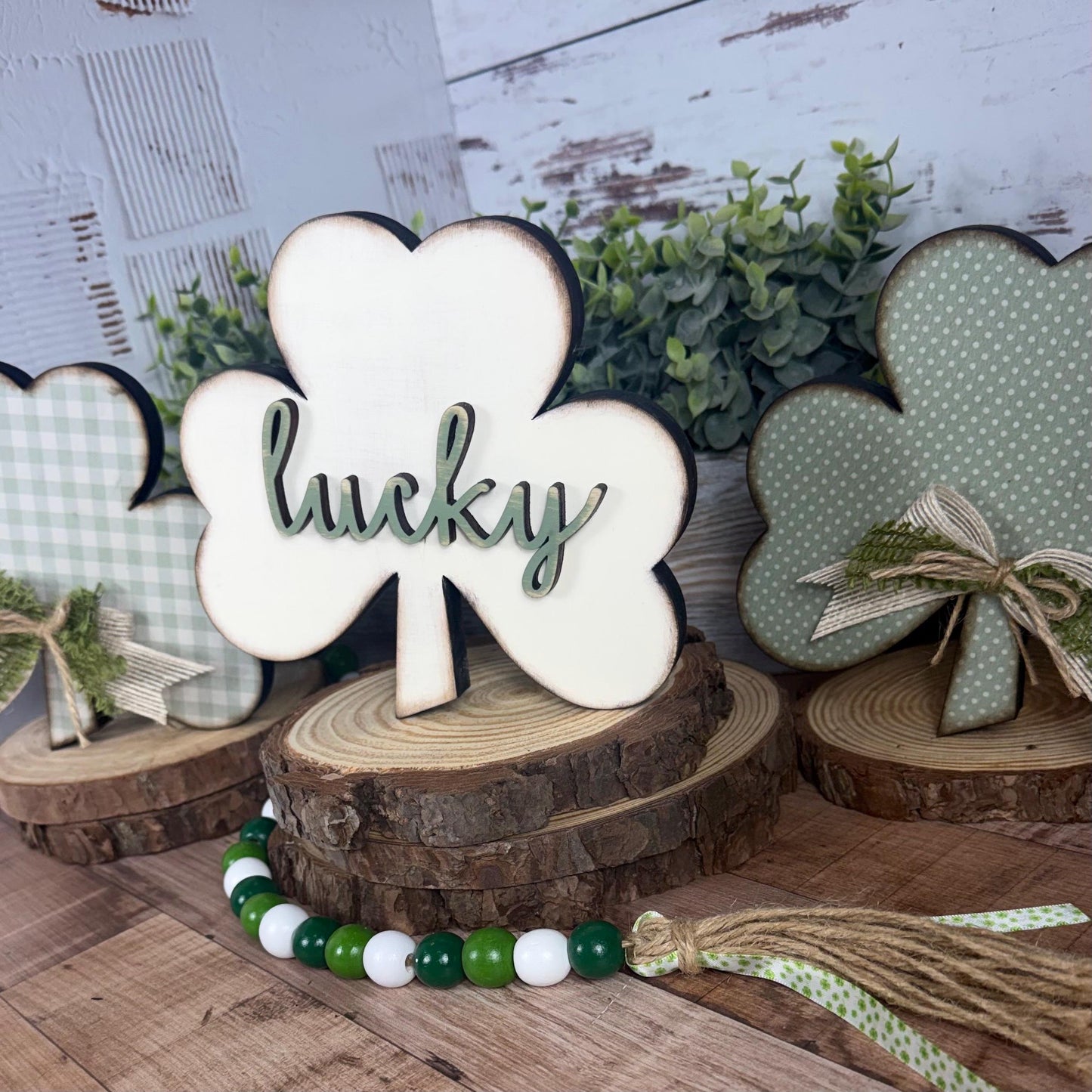 Handmade Wooden Shamrocks for Farmhouse St. Patricks Day Decor