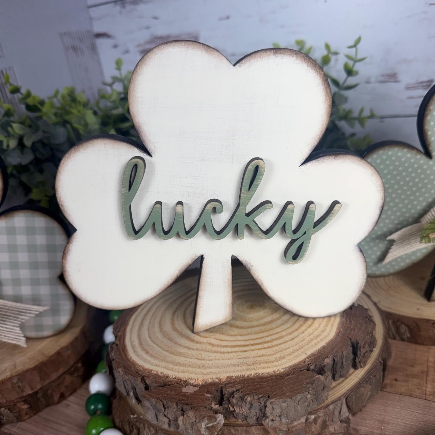 Handmade Wooden Shamrocks for Farmhouse St. Patricks Day Decor