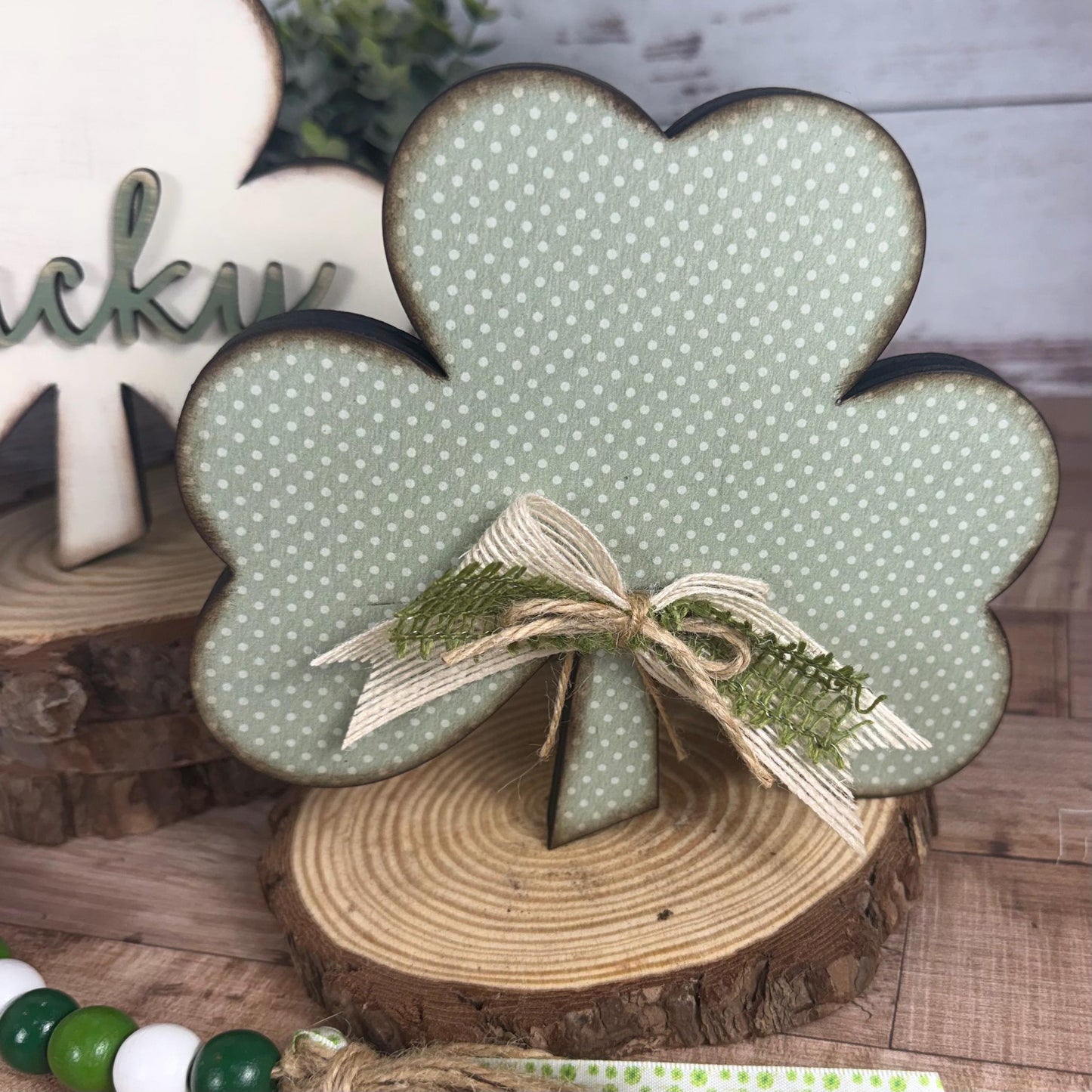 Handmade Wooden Shamrocks for Farmhouse St. Patricks Day Decor