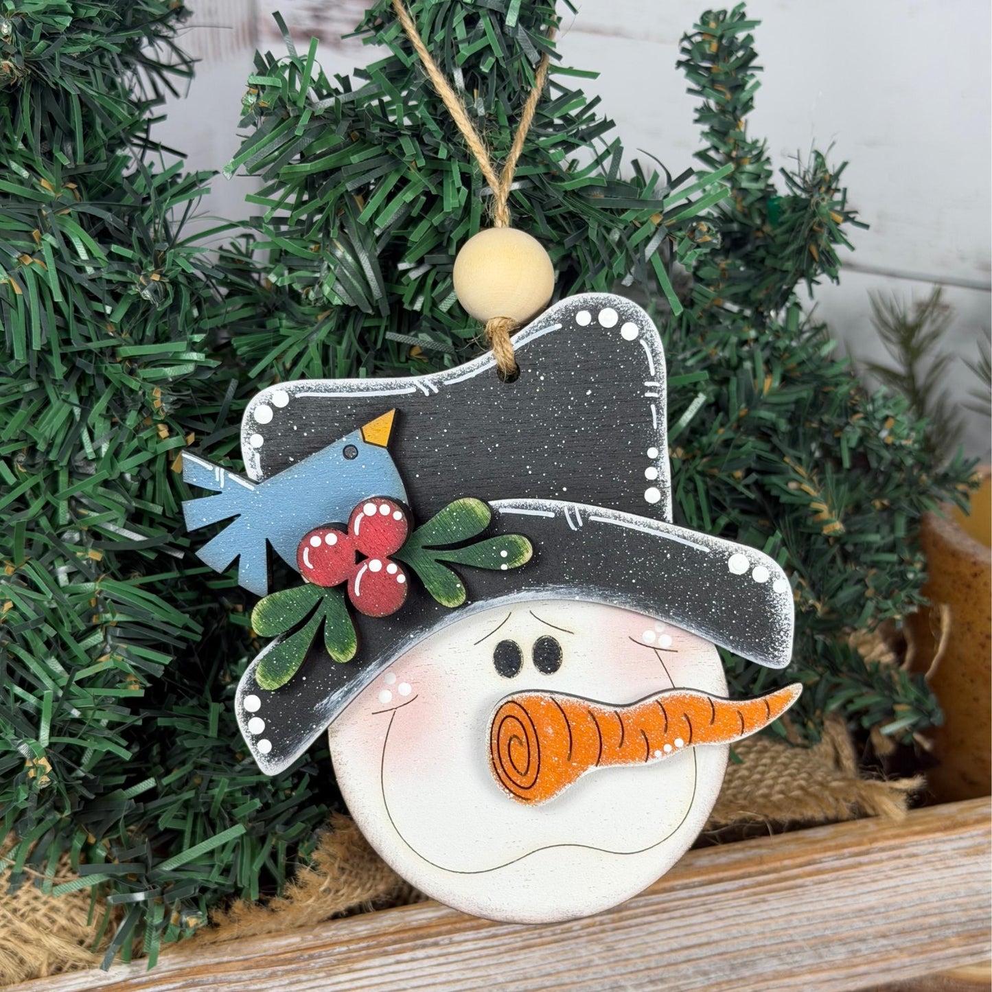 Hand-Painted Wood Snowman: Rustic Farmhouse Winter Decor