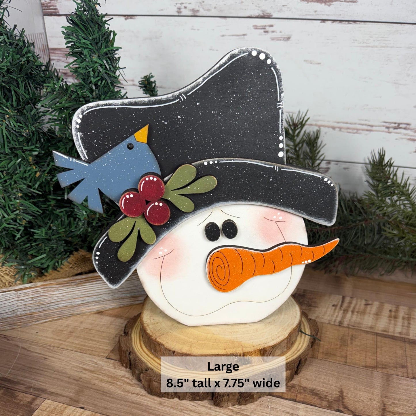 Hand-Painted Wood Snowman: Rustic Farmhouse Winter Decor