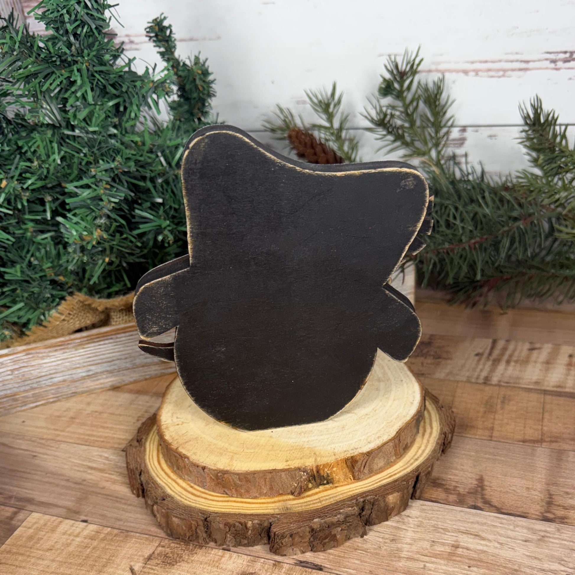 Hand-Painted Wood Snowman: Rustic Farmhouse Winter Decor