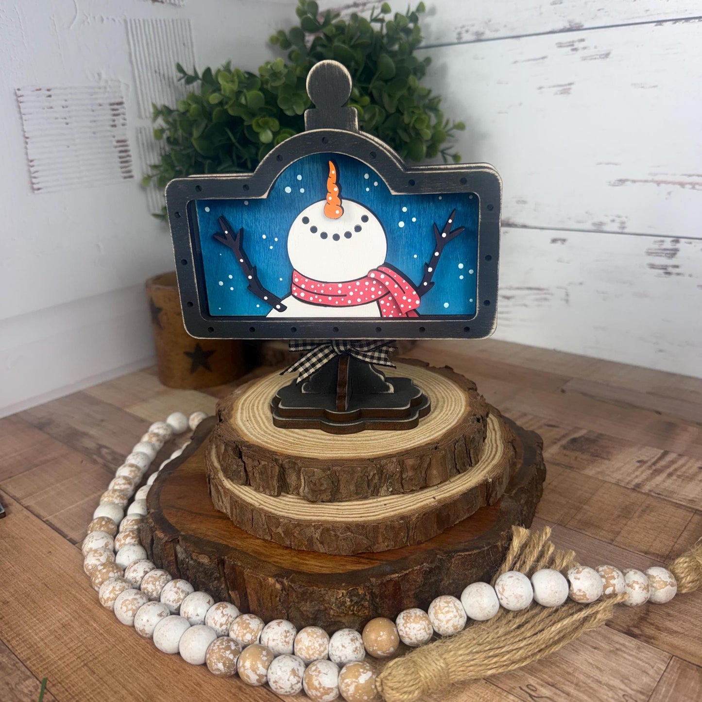 Snowman Mini Sign Insert or Base Set – Rustic Winter Shelf Decor