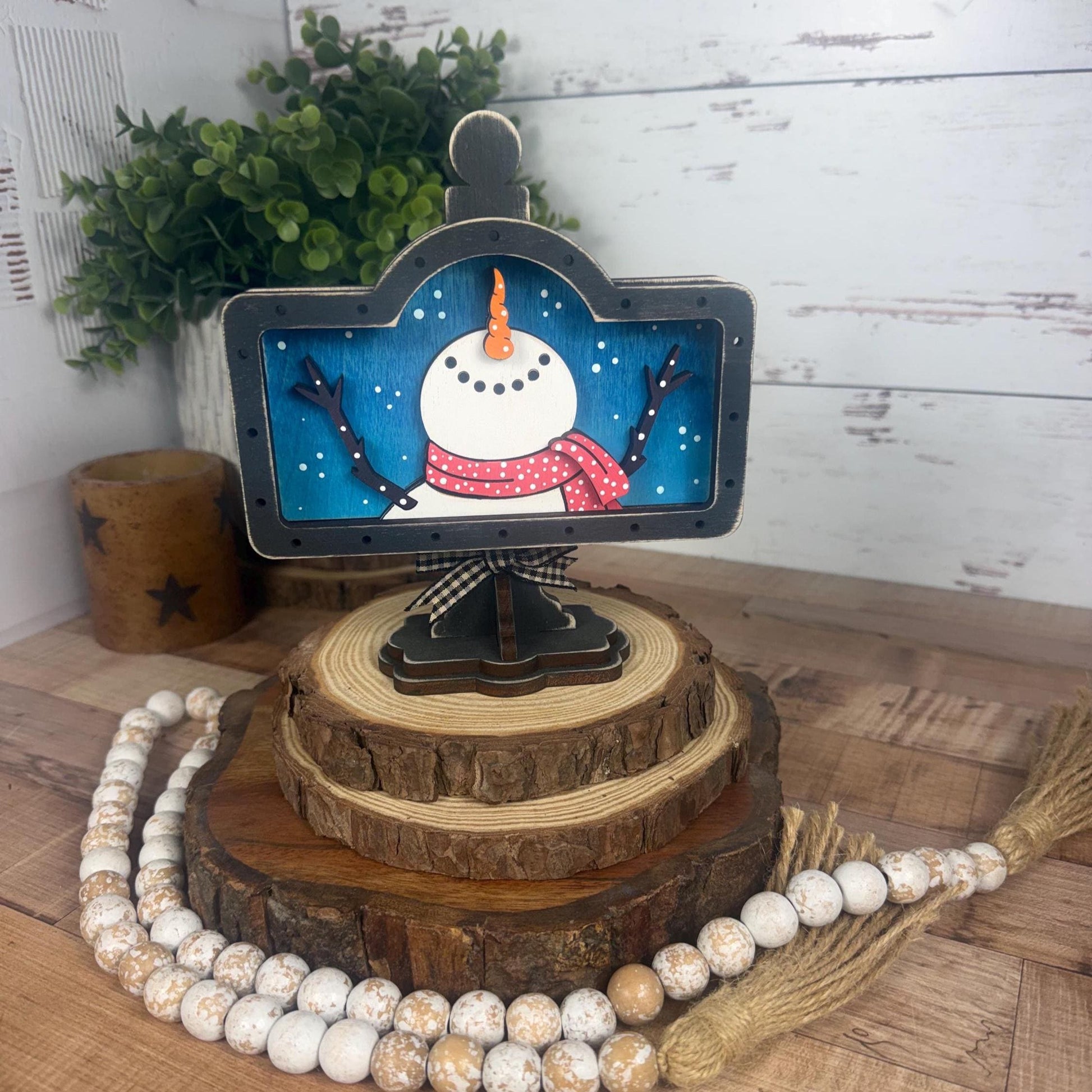 Snowman Mini Sign Insert or Base Set – Rustic Winter Shelf Decor