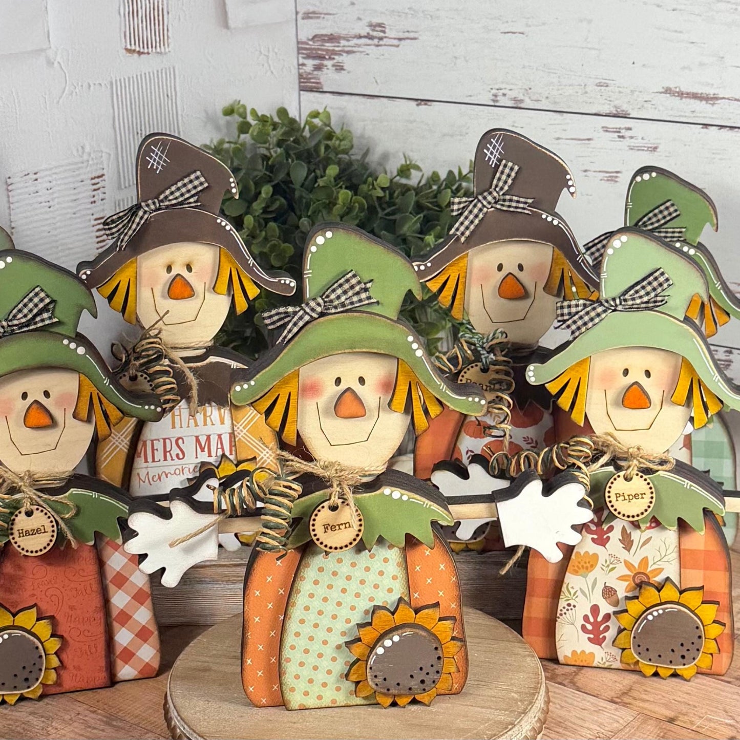 Wooden Scarecrow Shelf Sitter for Fall Farmhouse Decor