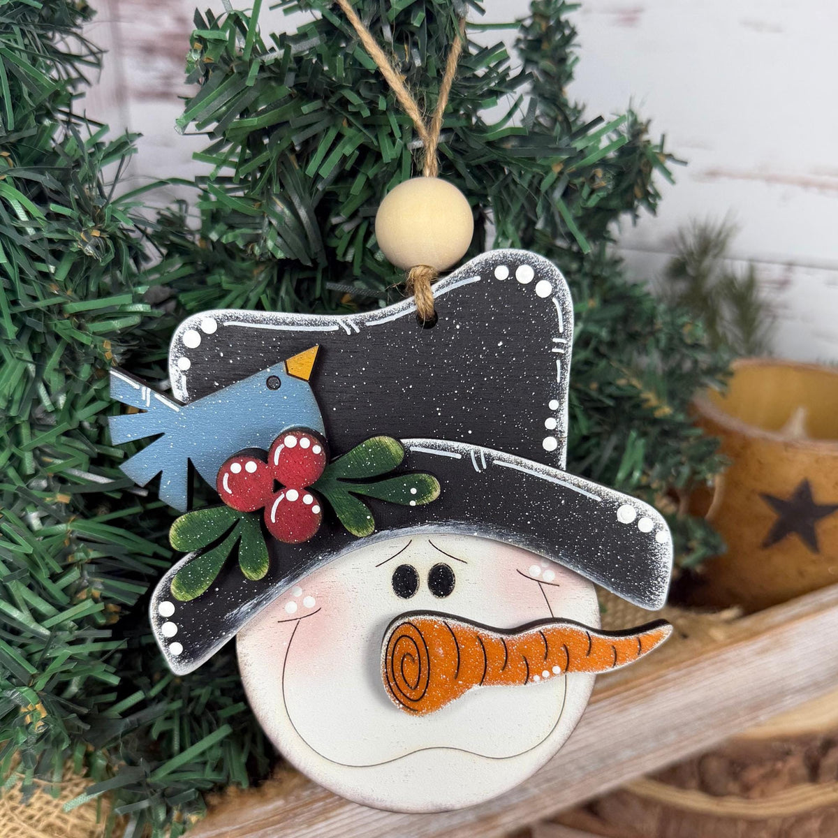 Hand-Painted Wood Snowman: Rustic Farmhouse Winter Decor