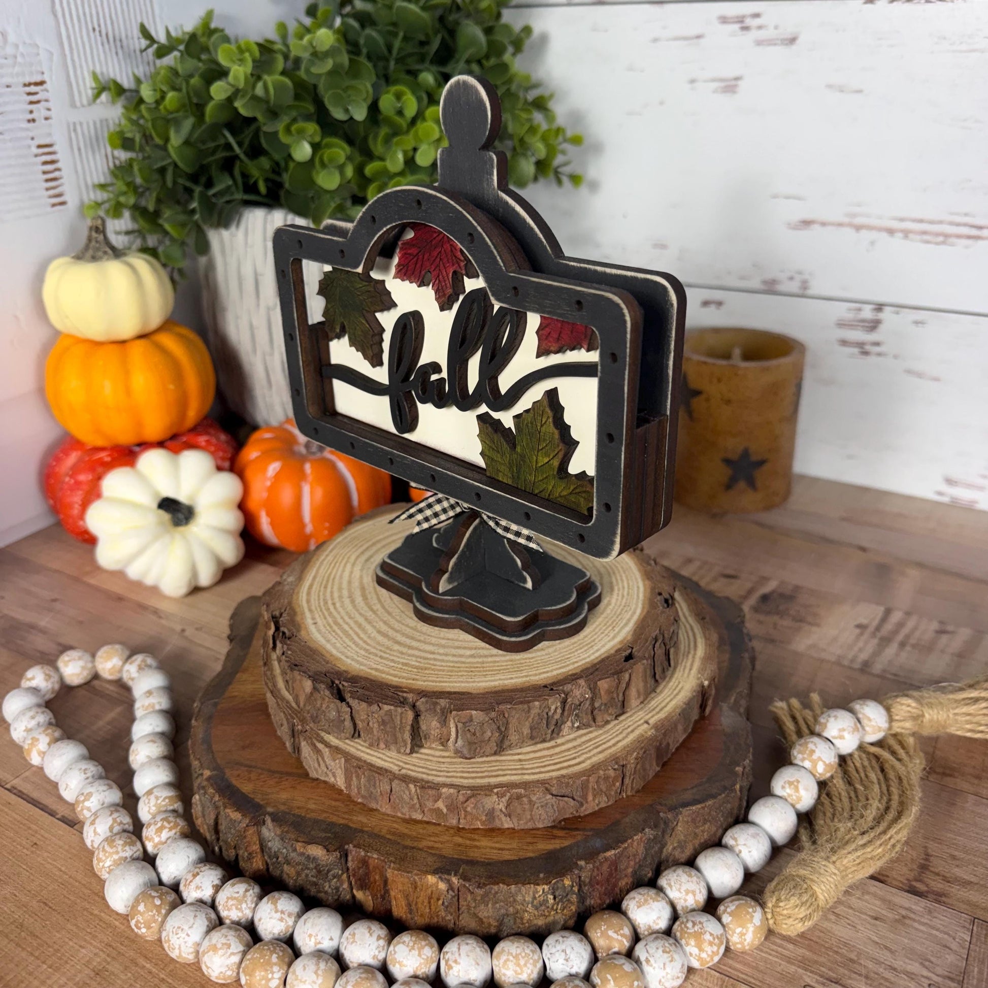 Farmhouse Fall Mini Interchangeable Sign - Rustic Fall Tiered Tray Decor