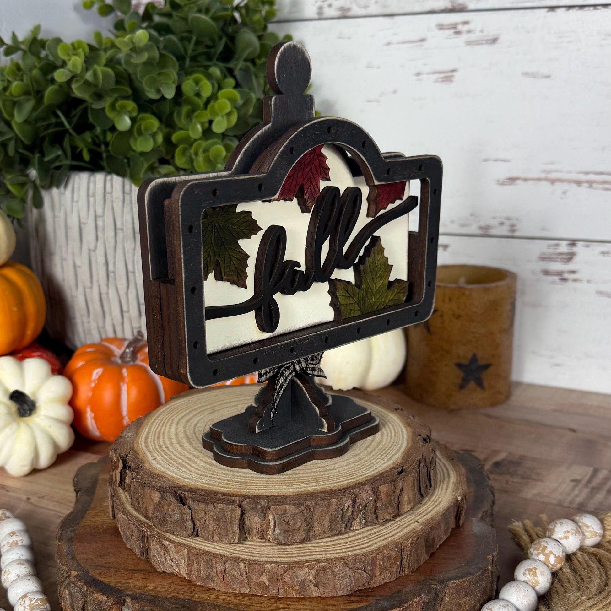 Farmhouse Fall Mini Interchangeable Sign - Rustic Fall Tiered Tray Decor