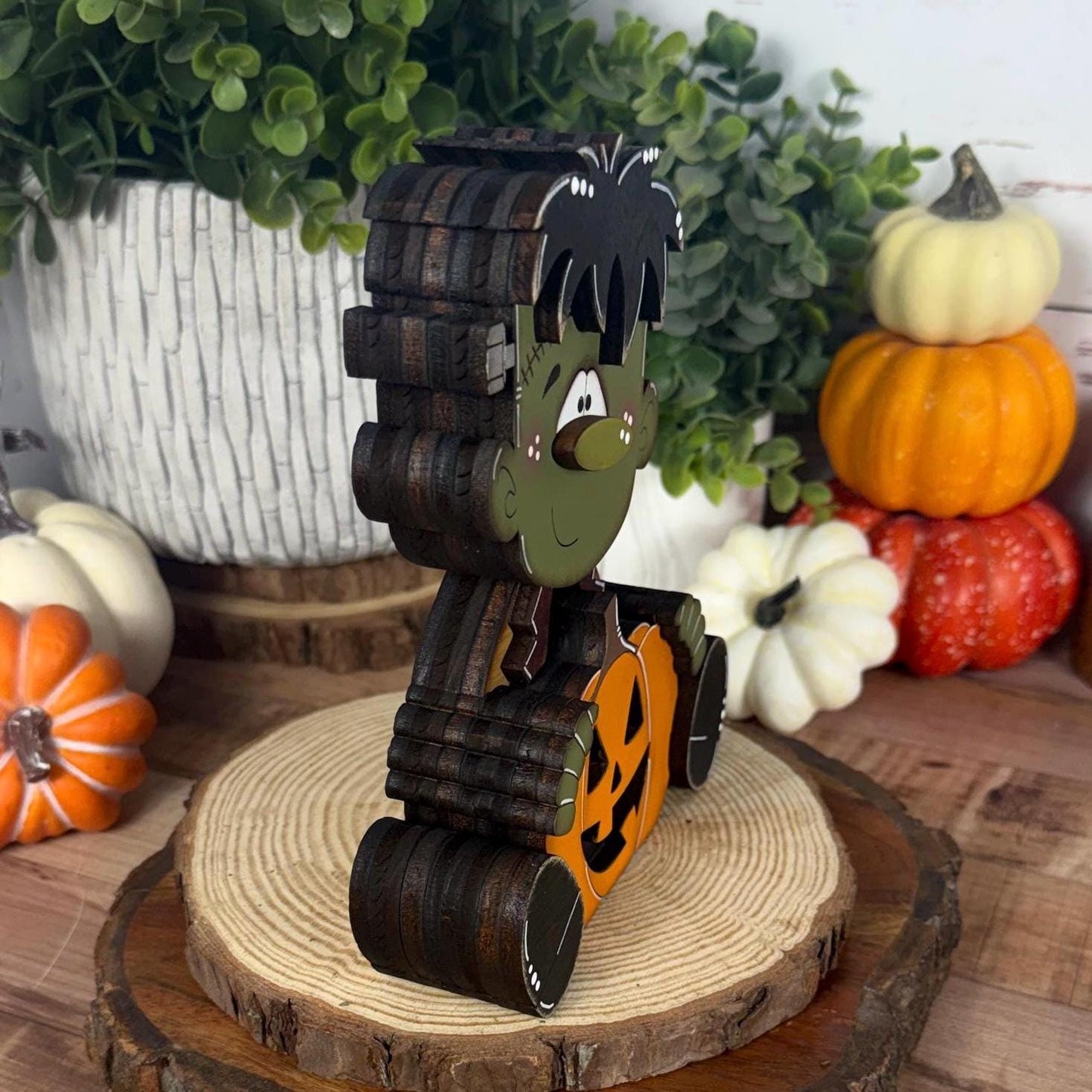 Hand Painted Frankenstein Shelf Sitter, Cute Halloween Monster Decor