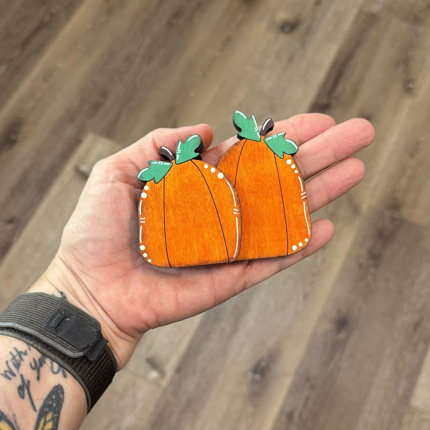 Hand Painted Mini Wood Pumpkin, Rustic Fall Shelf Decor
