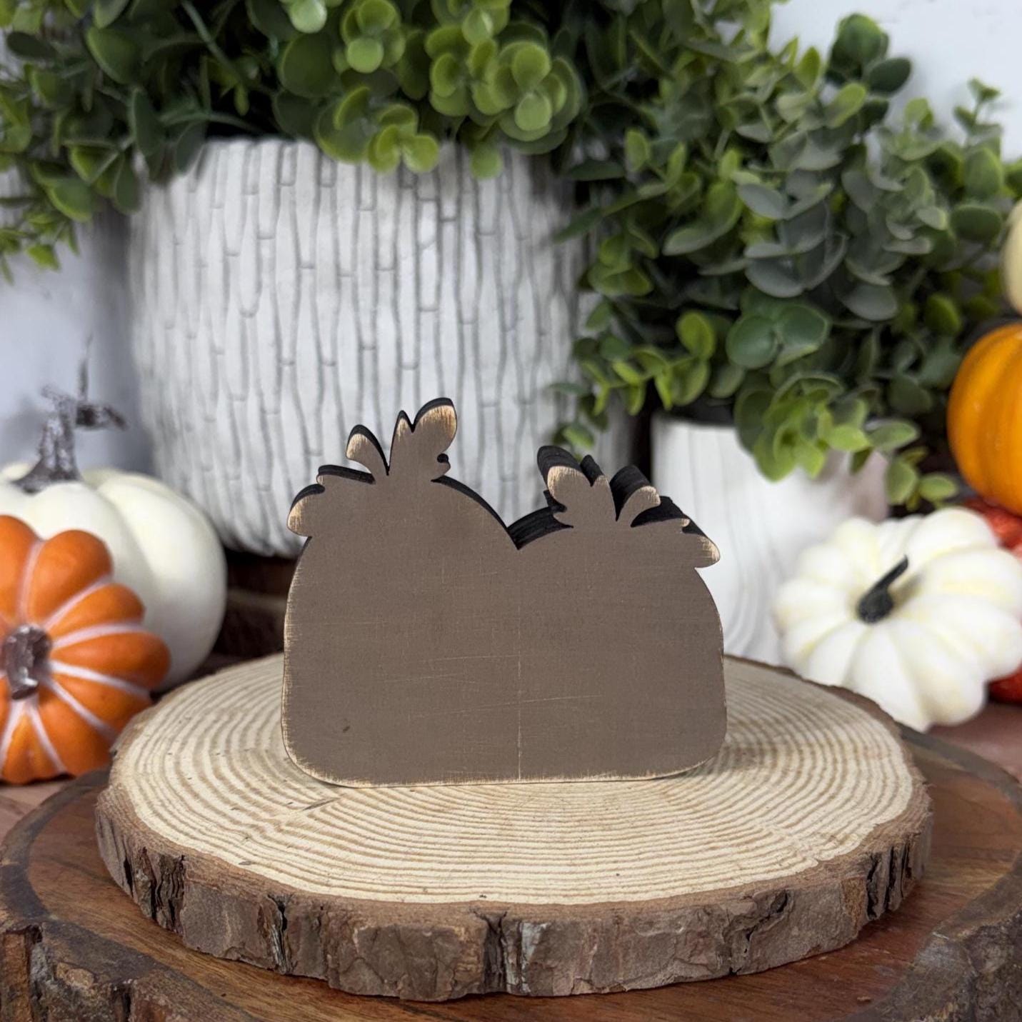 Hand Painted Mini Wood Pumpkin, Rustic Fall Shelf Decor