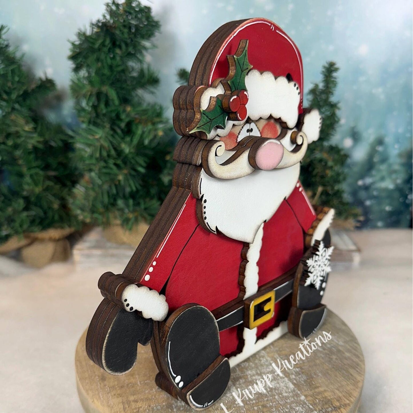 Hand Painted Santa Shelf Sitter, Chunky Wooden Christmas Decor, Santa Claus Figurine